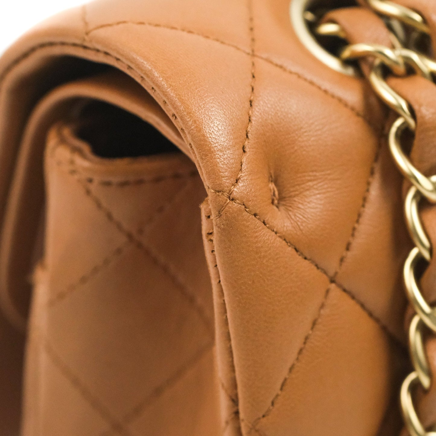 Chanel Classic M/L Medium Flap Quilted Dark Beige Caramel Lambskin Gold Hardware