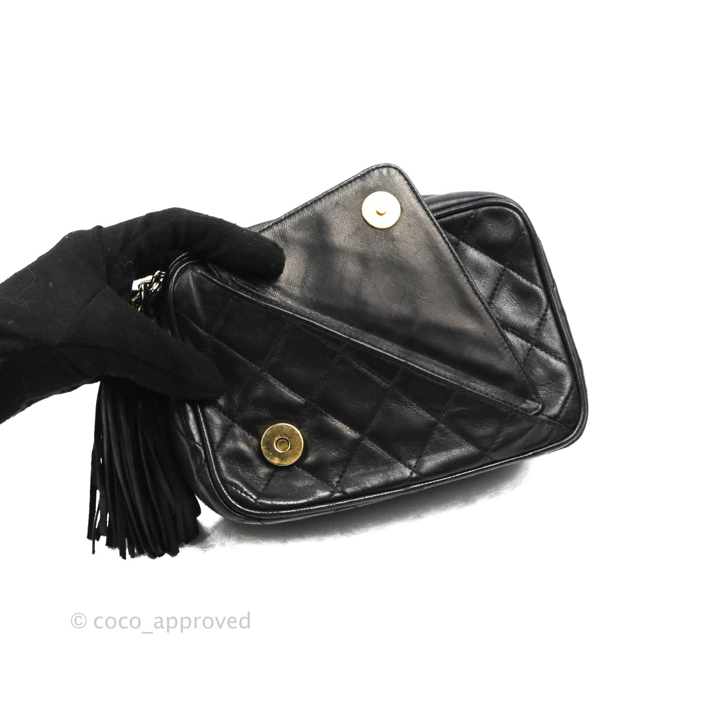 Chanel Vintage Small Camera Bag Black Lambskin Gold Hardware