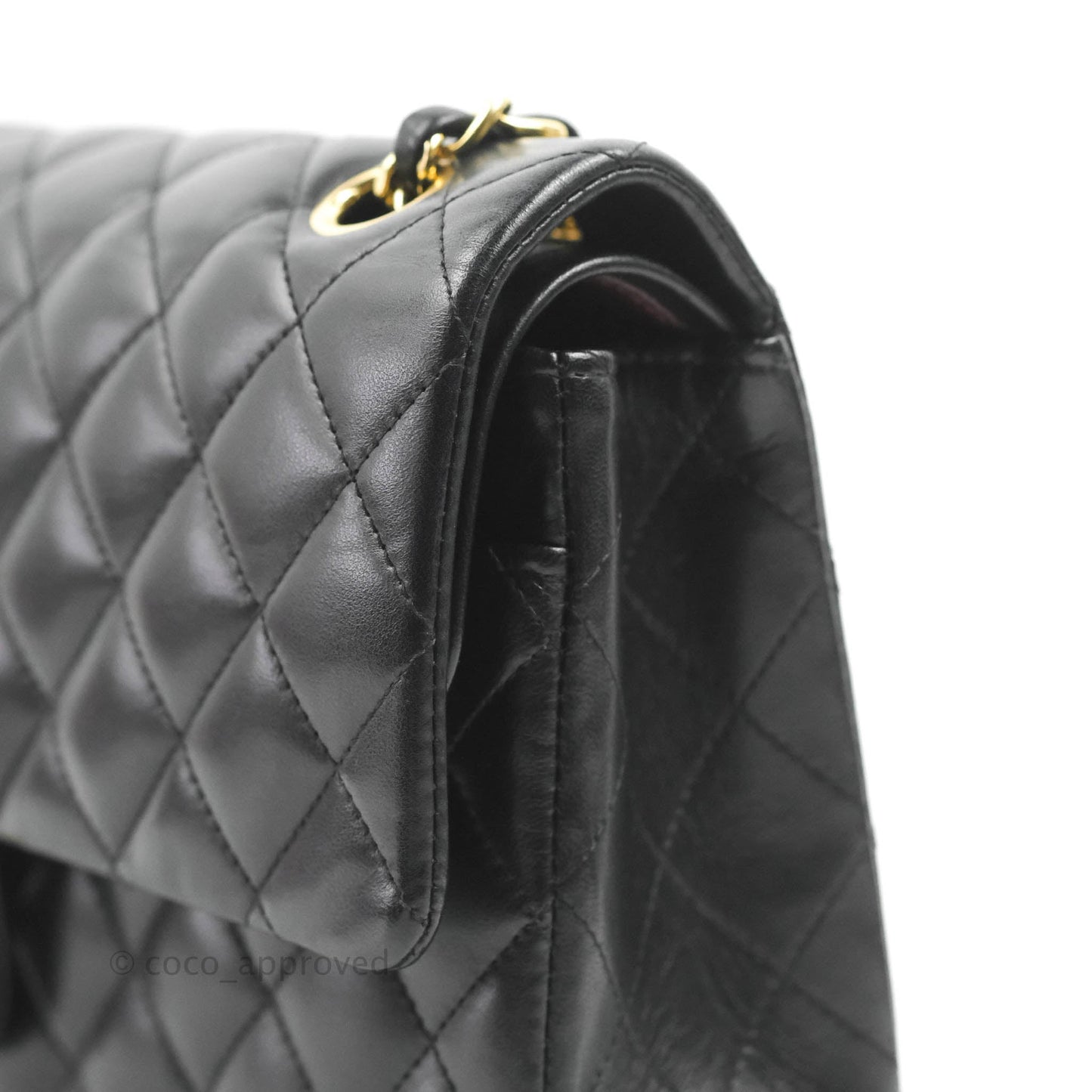 Chanel Classic M/L Medium Flap Quilted Black Lambskin 24K Gold Hardware