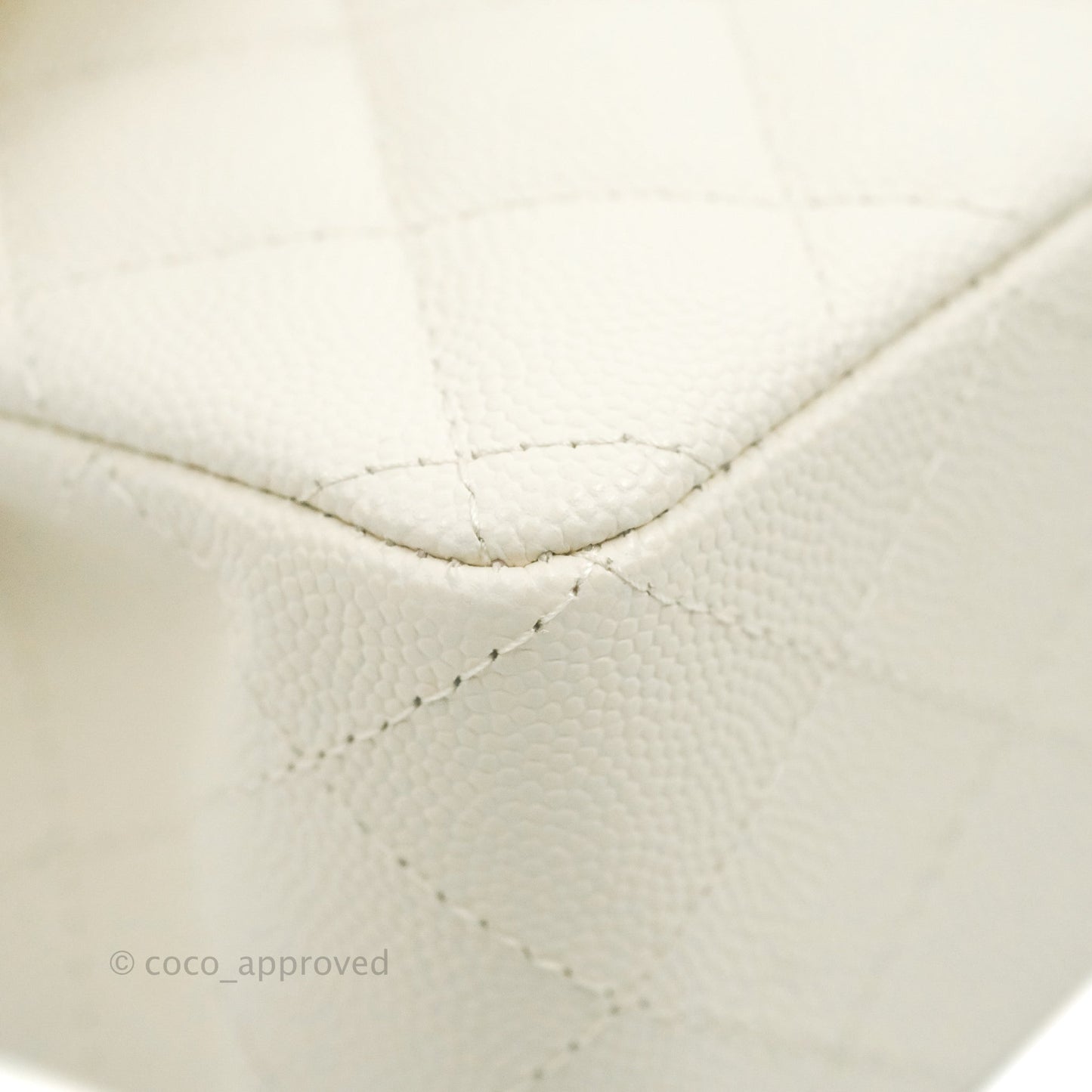 Chanel Classic Small S/M Quilted Flap White Caviar Gold Hardware 22C