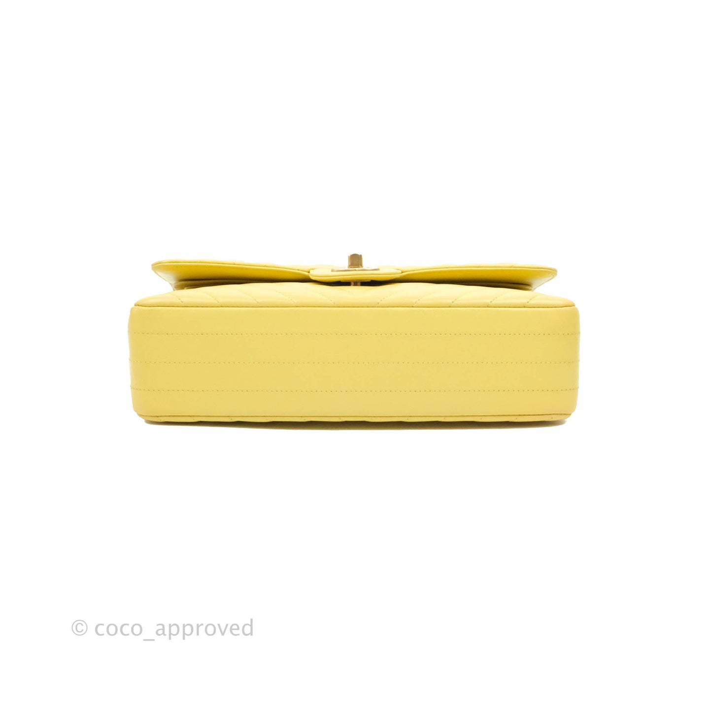 Chanel Classic M/L Medium Flap Chevron Yellow Lambskin Gold Hardware