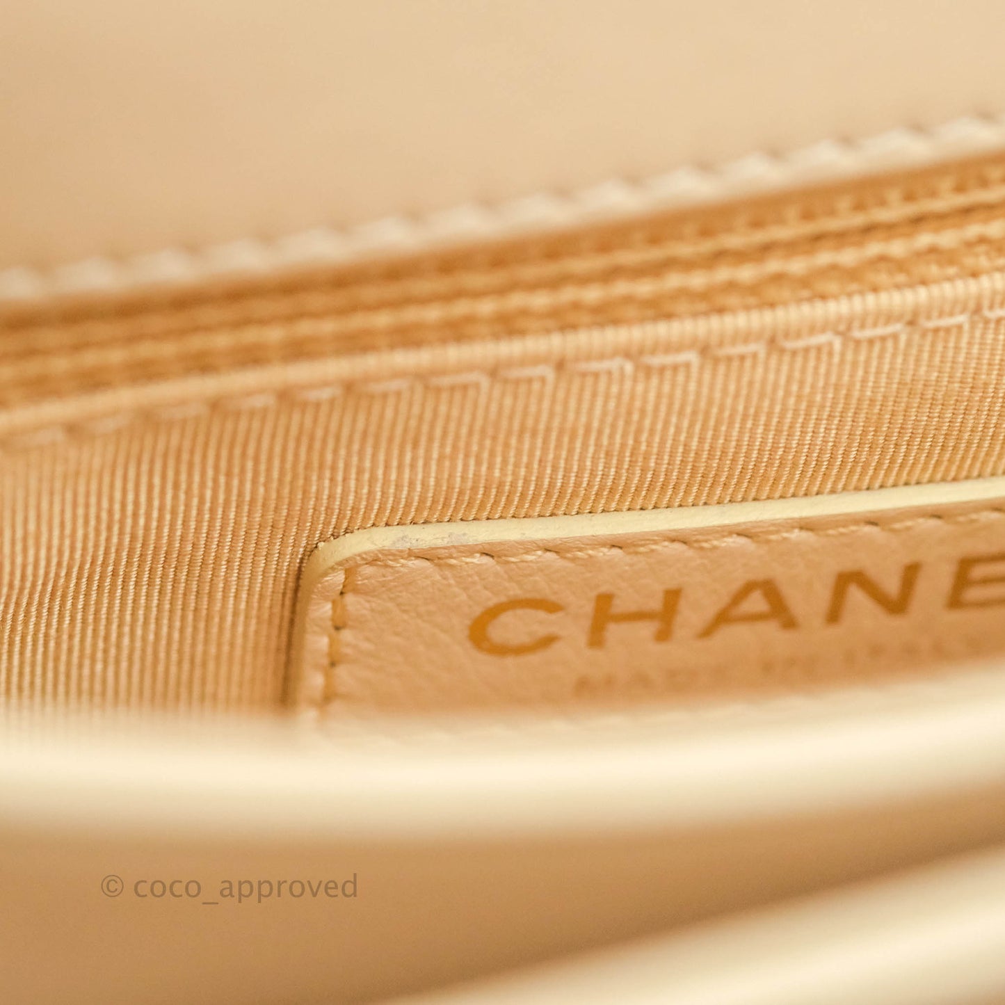 Chanel Small Gold Top Handle Bag Light Beige Lambskin Aged Gold Hardware