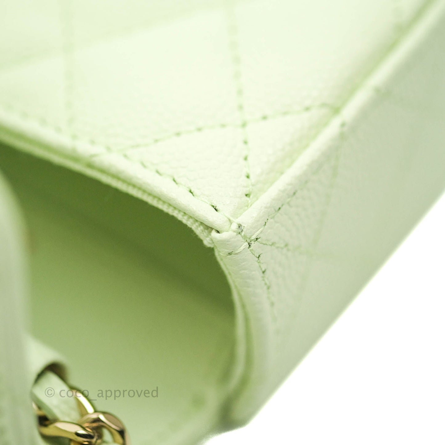 Chanel Classic Clutch With Chain Mint Green Gold Hardware