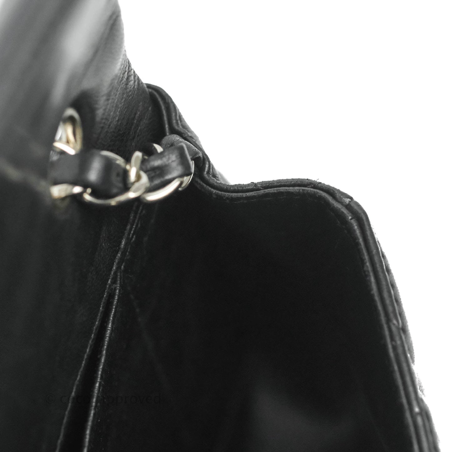 Chanel Quilted East West Flap Bag Black Lambskin Silver Hardware
