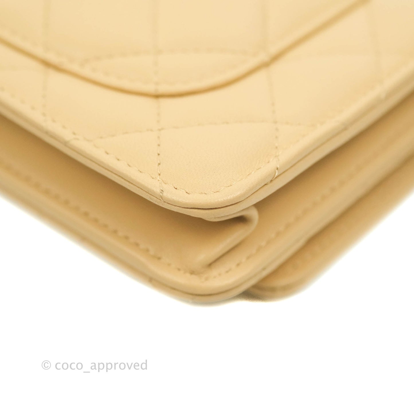 Chanel Quilted Pearl Crush Wallet on Chain WOC Beige Lambskin Aged Gold Hardware