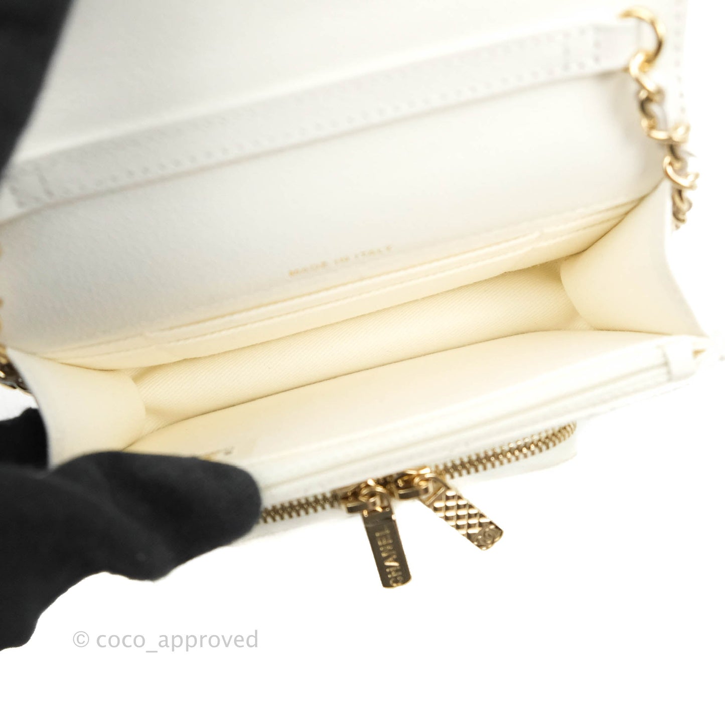 Chanel Business Affinity Clutch With Chain White Caviar Gold Hardware