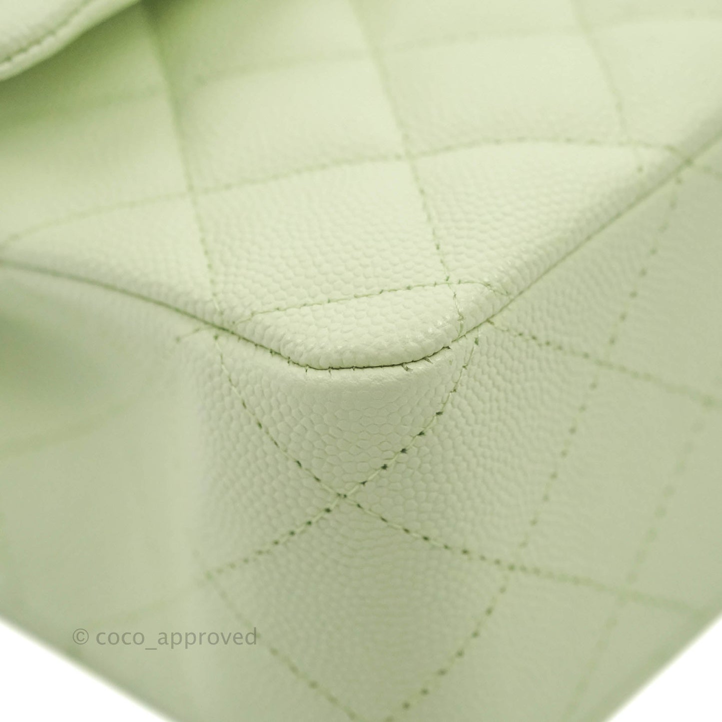 Chanel Classic M/L Medium Flap Quilted Avocado Green Caviar Gold Hardware