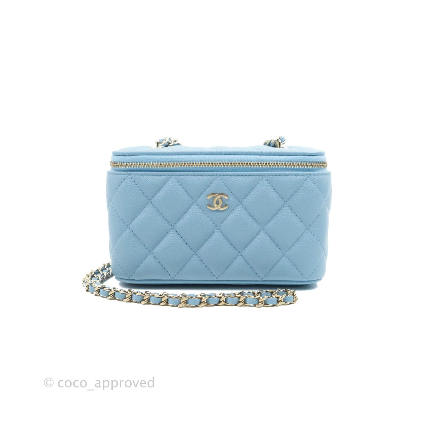 Chanel Vanity with Chain Blue Caviar Gold Hardware 22S