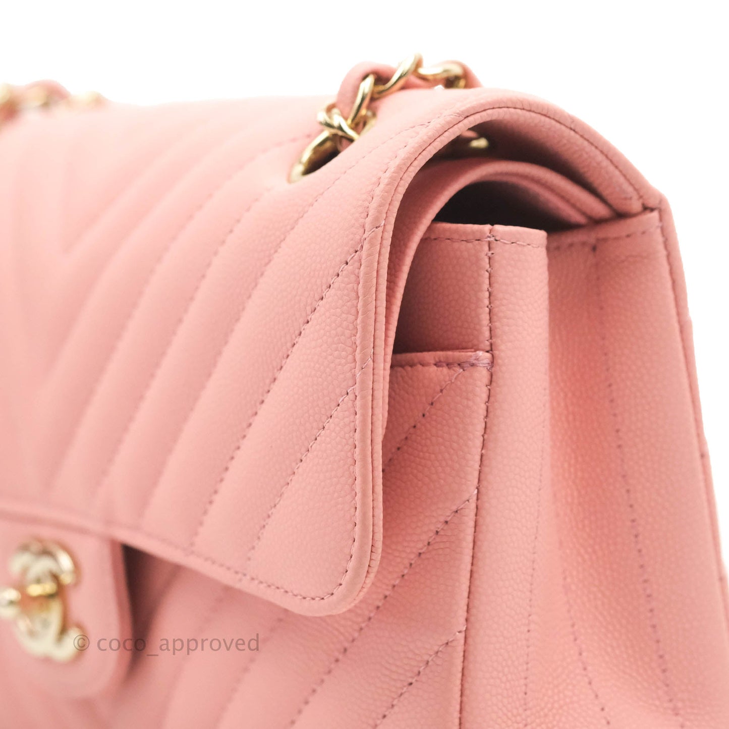 Chanel Classic Chevron S/M Small Double Flap Pink Caviar Gold Hardware