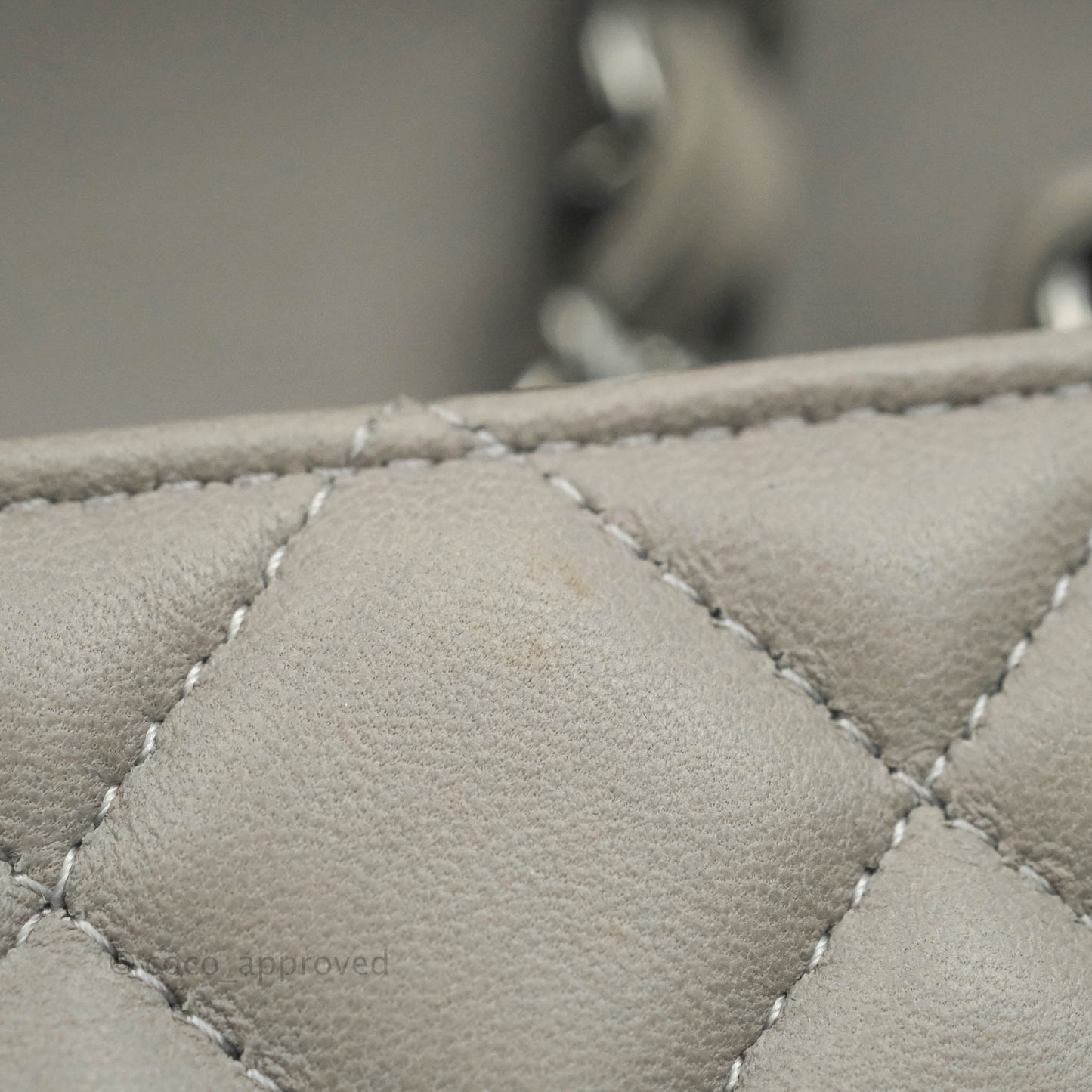 Chanel Quilted Mini Rectangular Flap Grey Lambskin Dark Silver Hardware