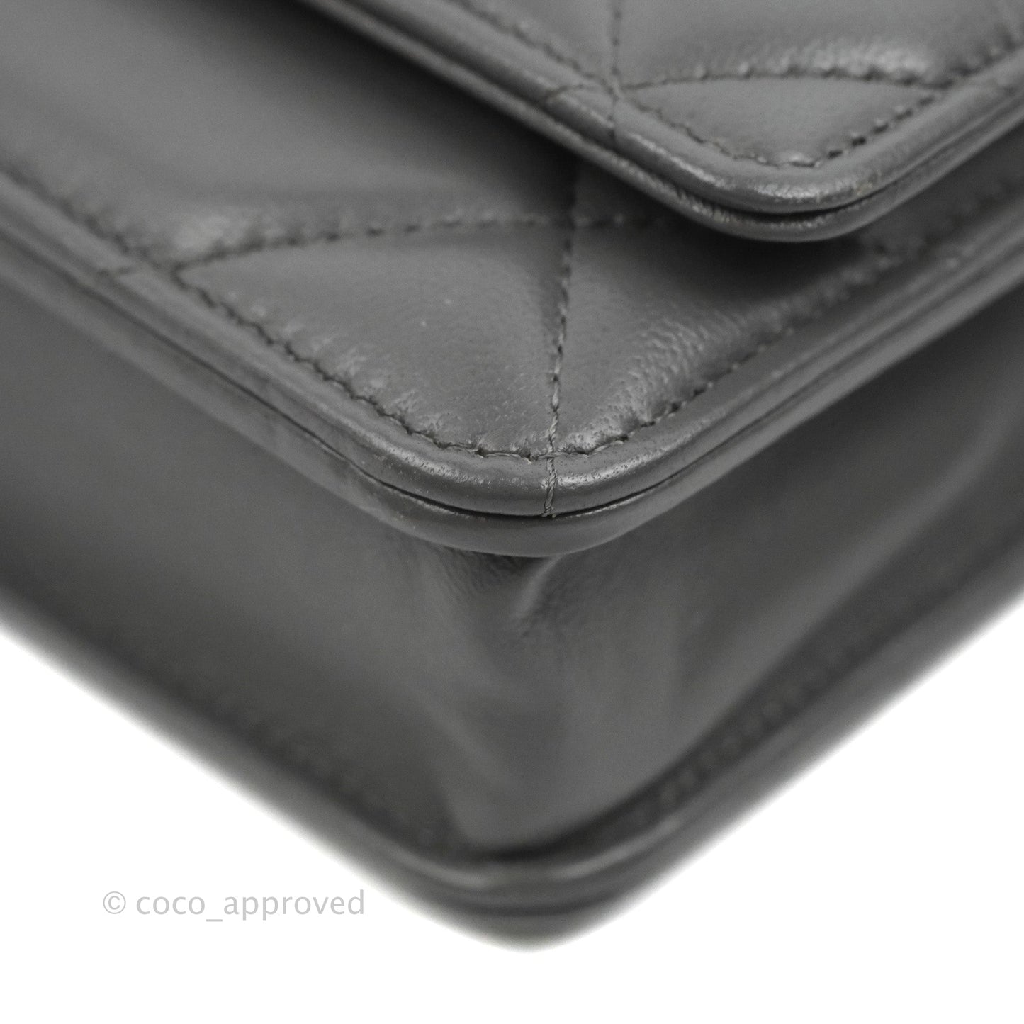 Chanel 19 Wallet on Chain WOC Dark Grey Lambskin Mixed Hardware