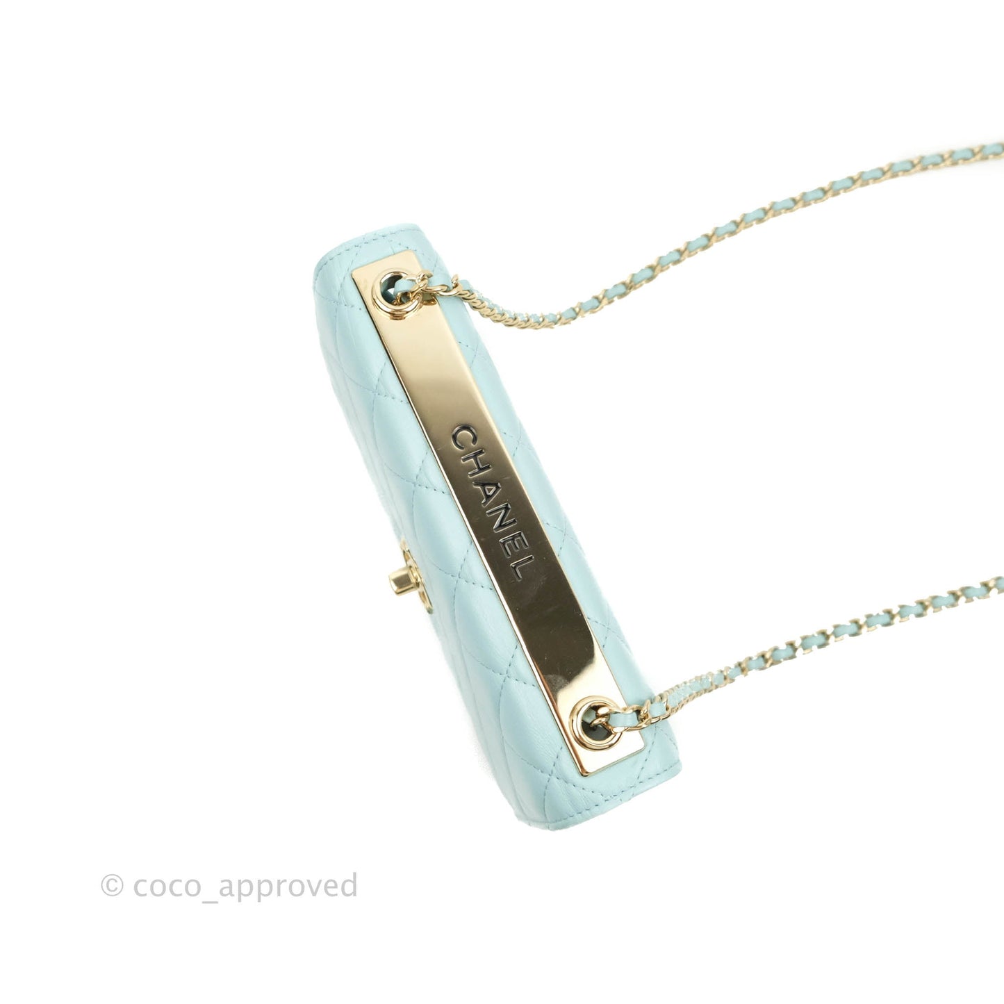 Chanel Trendy CC Quilted Wallet on Chain WOC Tiffany Blue Lambskin Gold Hardware