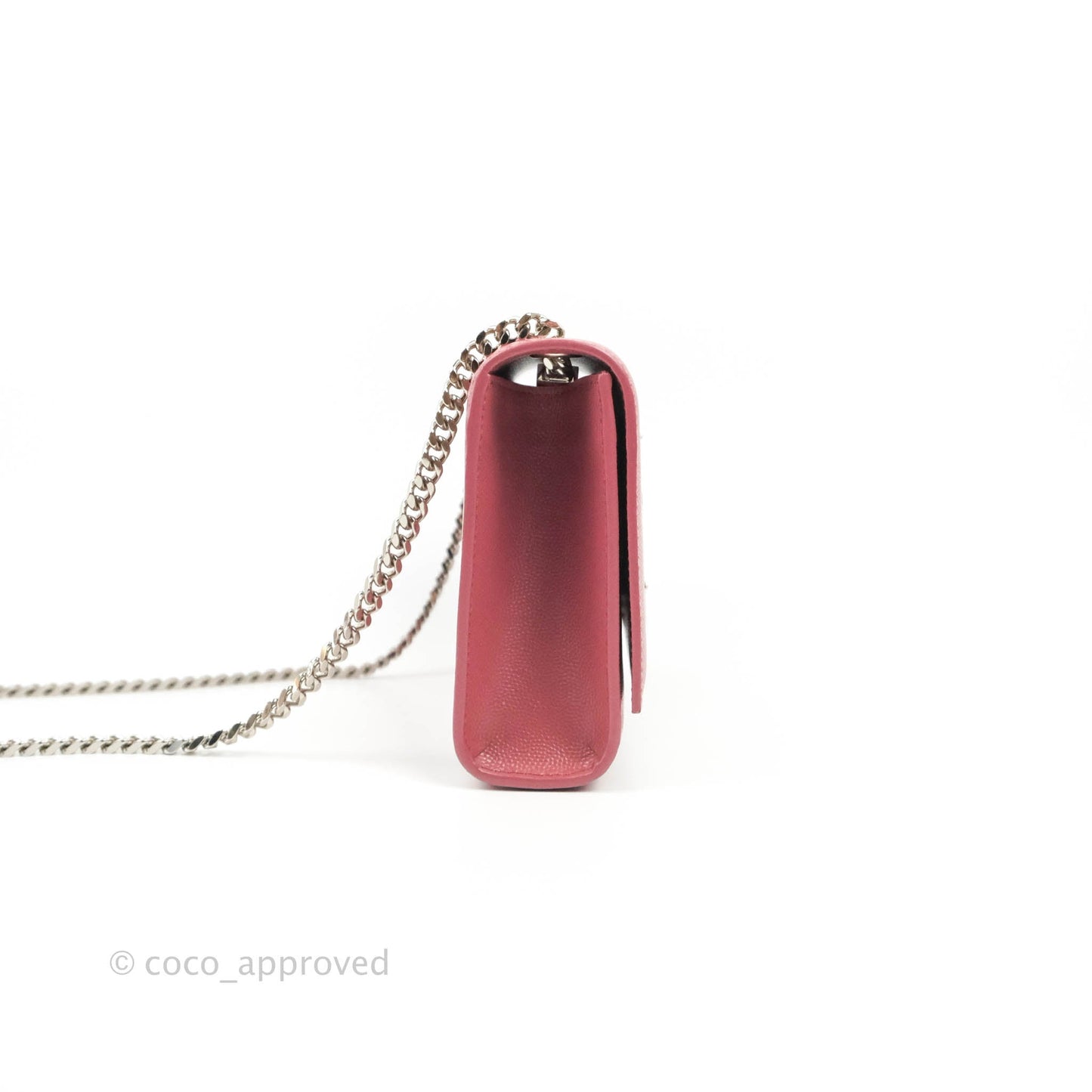 Saint Laurent New Small Classic Monogram Kate Chain Bag Mystic Rose Grained Calfskin Silver Hardware
