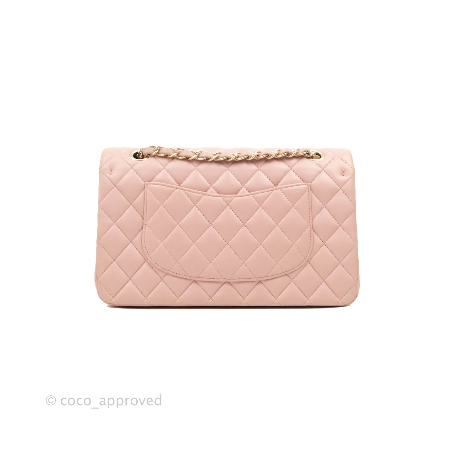 Chanel Classic M/L Medium Flap Quilted Light Pink Lambskin Matte Gold Hardware