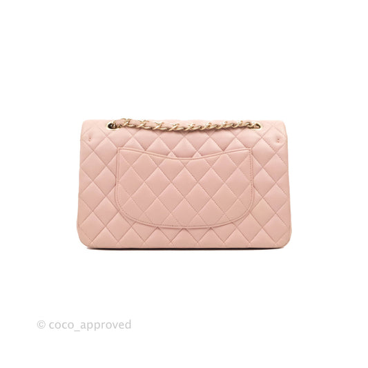 Chanel Classic M/L Medium Flap Quilted Light Pink Lambskin Matte Gold Hardware