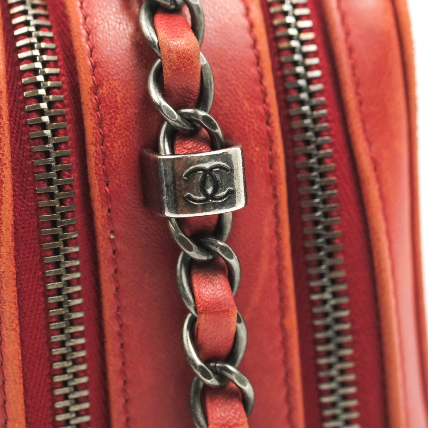 Chanel Quilted Crossbody Camera Bag Red Lambskin Ruthenium Hardware