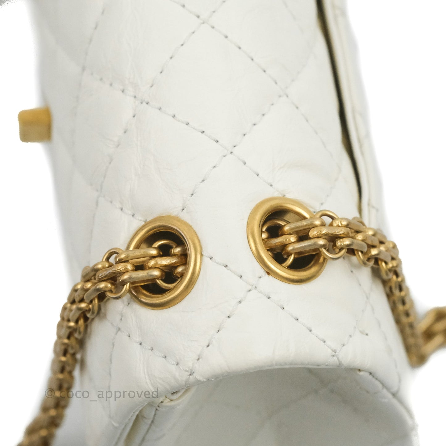 Chanel Mini Reissue 224 White Aged Calfskin Aged Gold Hardware