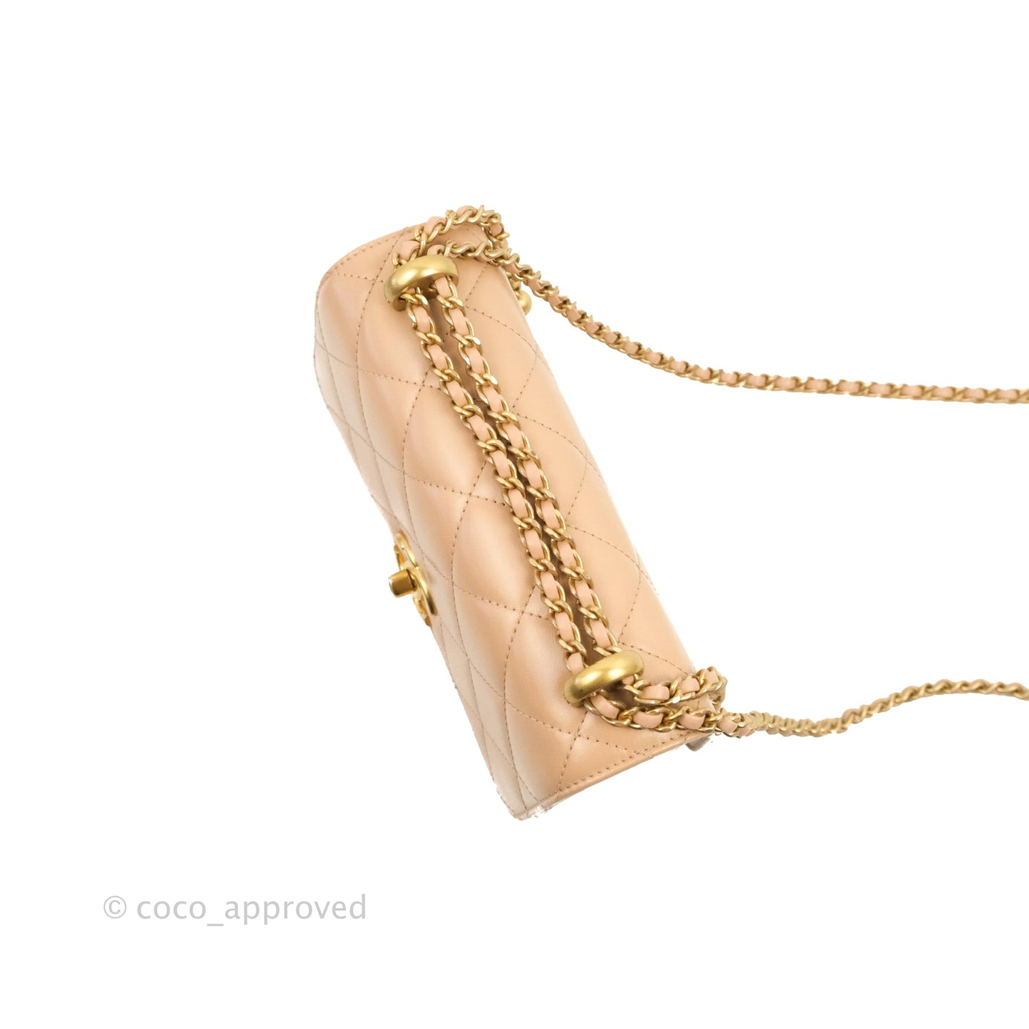 Chanel Quilted Perfect Fit Adjustable Beige Calfskin Gold Hardware 21A