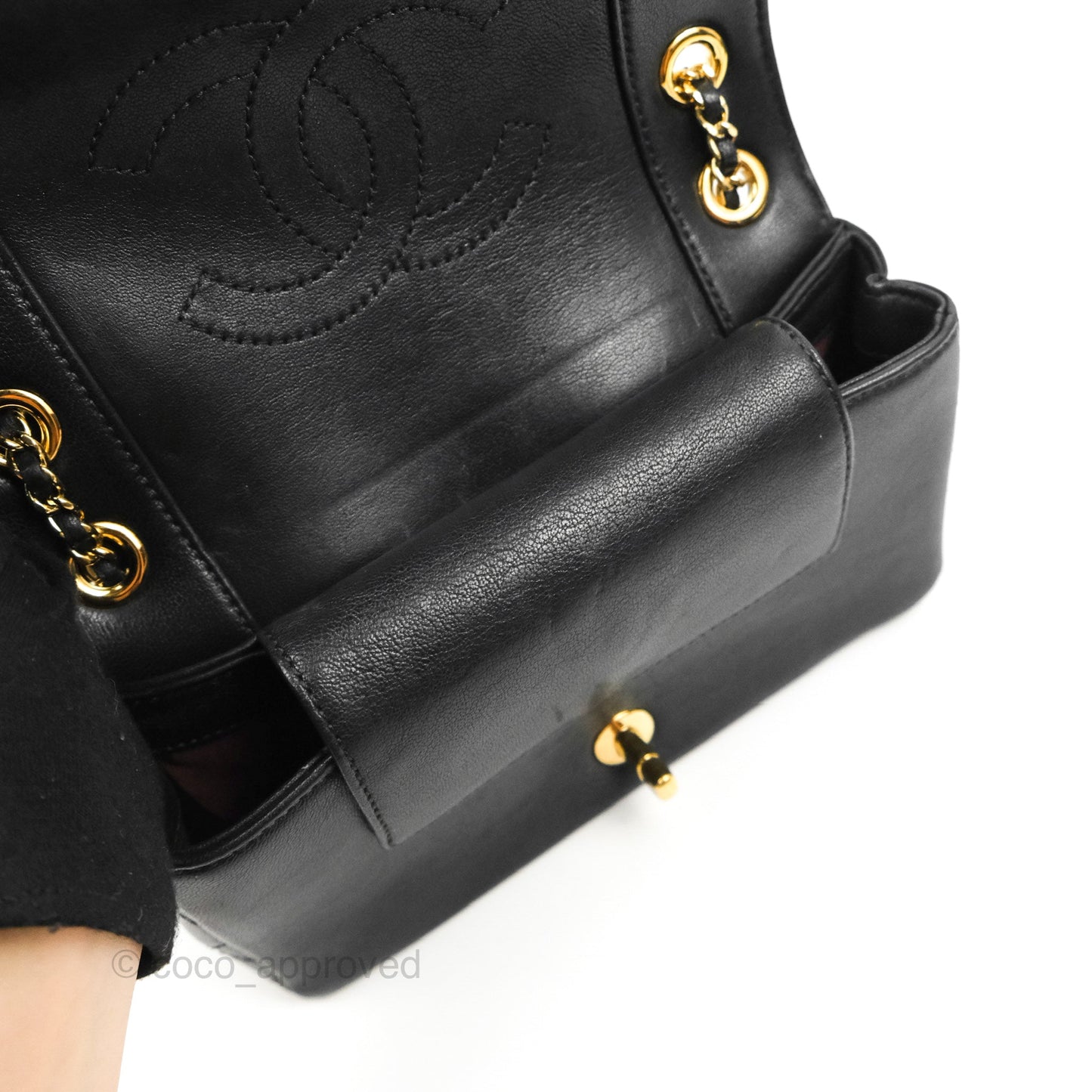 Chanel Small Vintage Mademoiselle Flap Black Sheepskin Gold Hardware