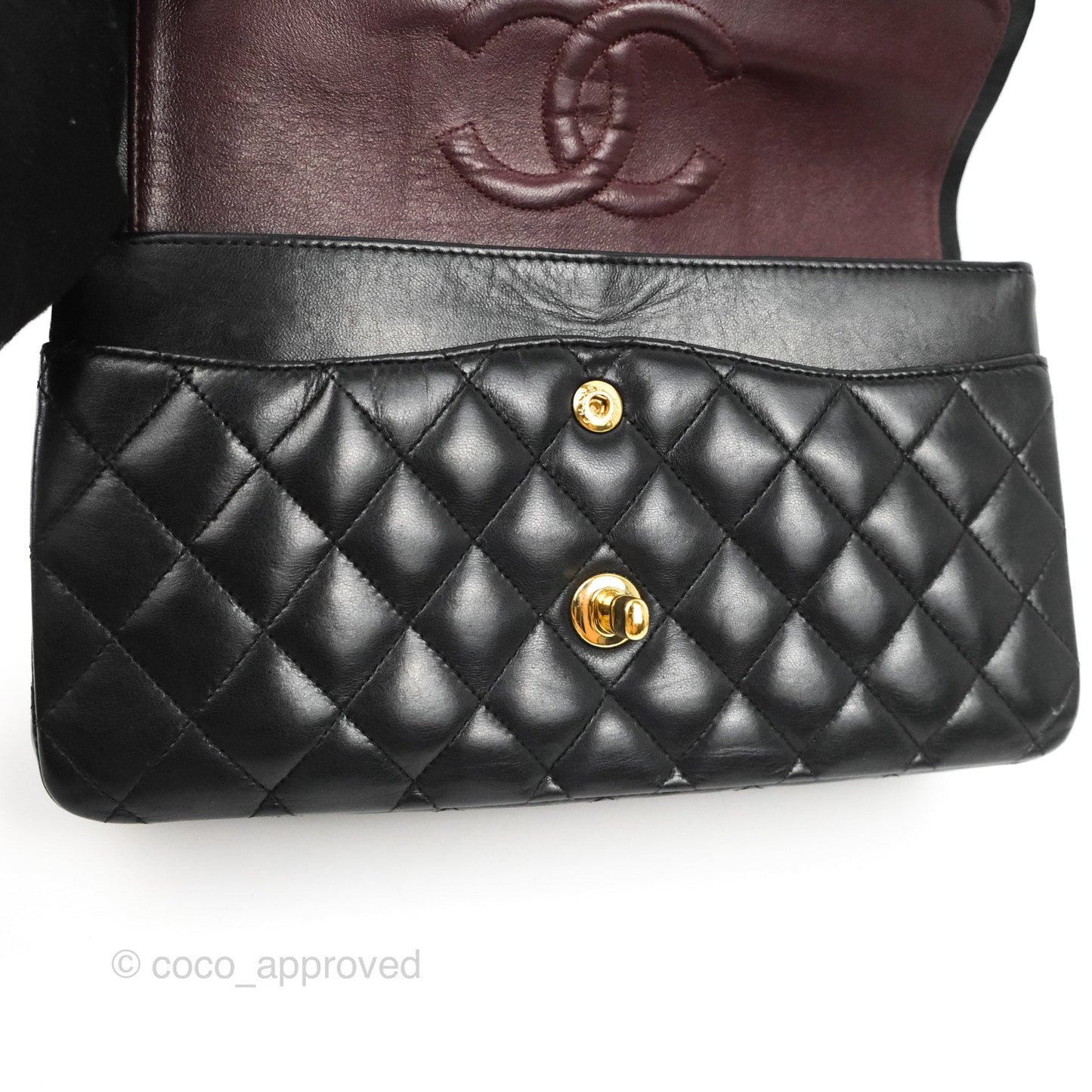 Chanel Classic M/L Medium Flap Quilted Black Lambskin Gold Hardware