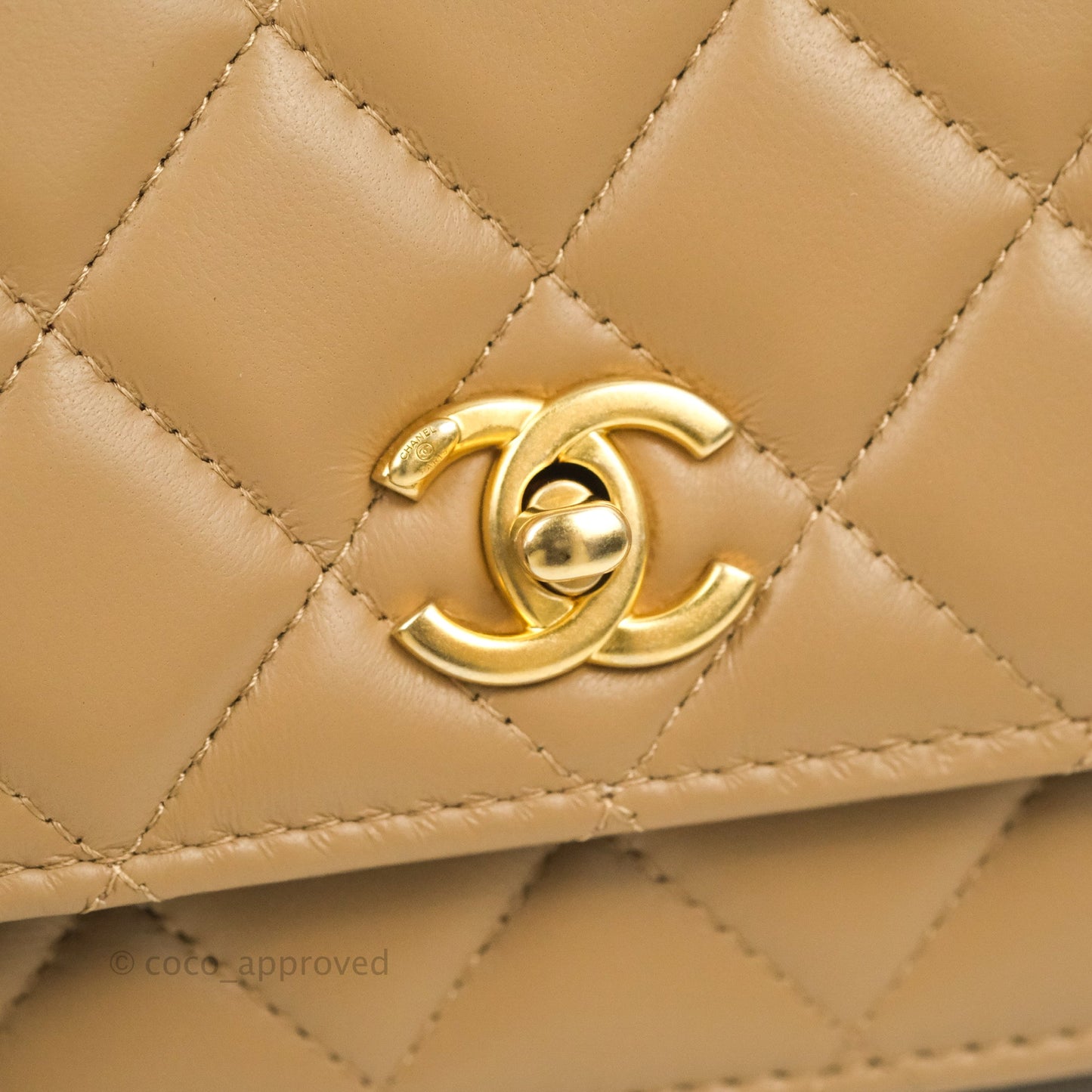 Chanel Quilted Pearl Crush Wallet on Chain WOC Beige Lambskin Aged Gold Hardware