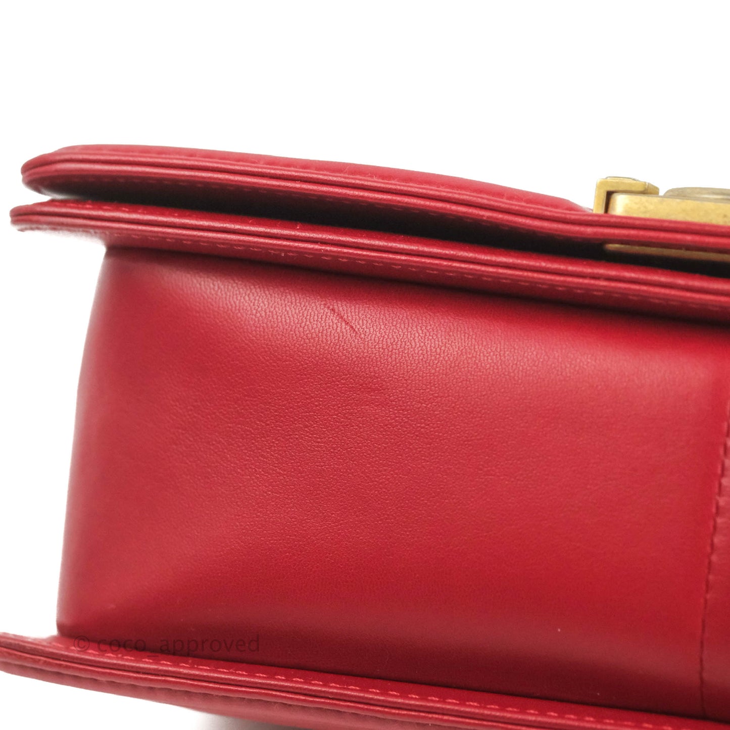 Chanel Quilted Medium Boy Red Lambskin Aged Gold Hardware