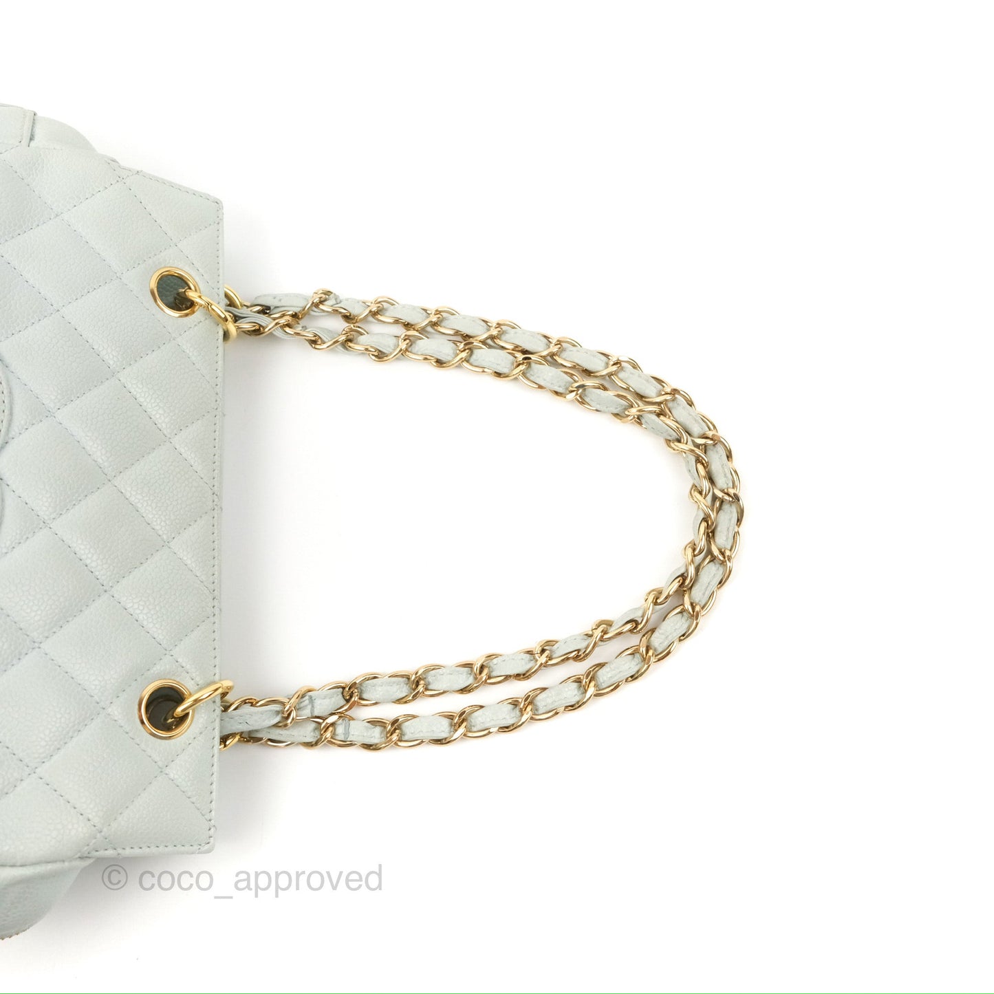 Chanel PTT Petite Timeless Shopping Tote Bag Light Tiffany Blue Caviar Gold Hardware