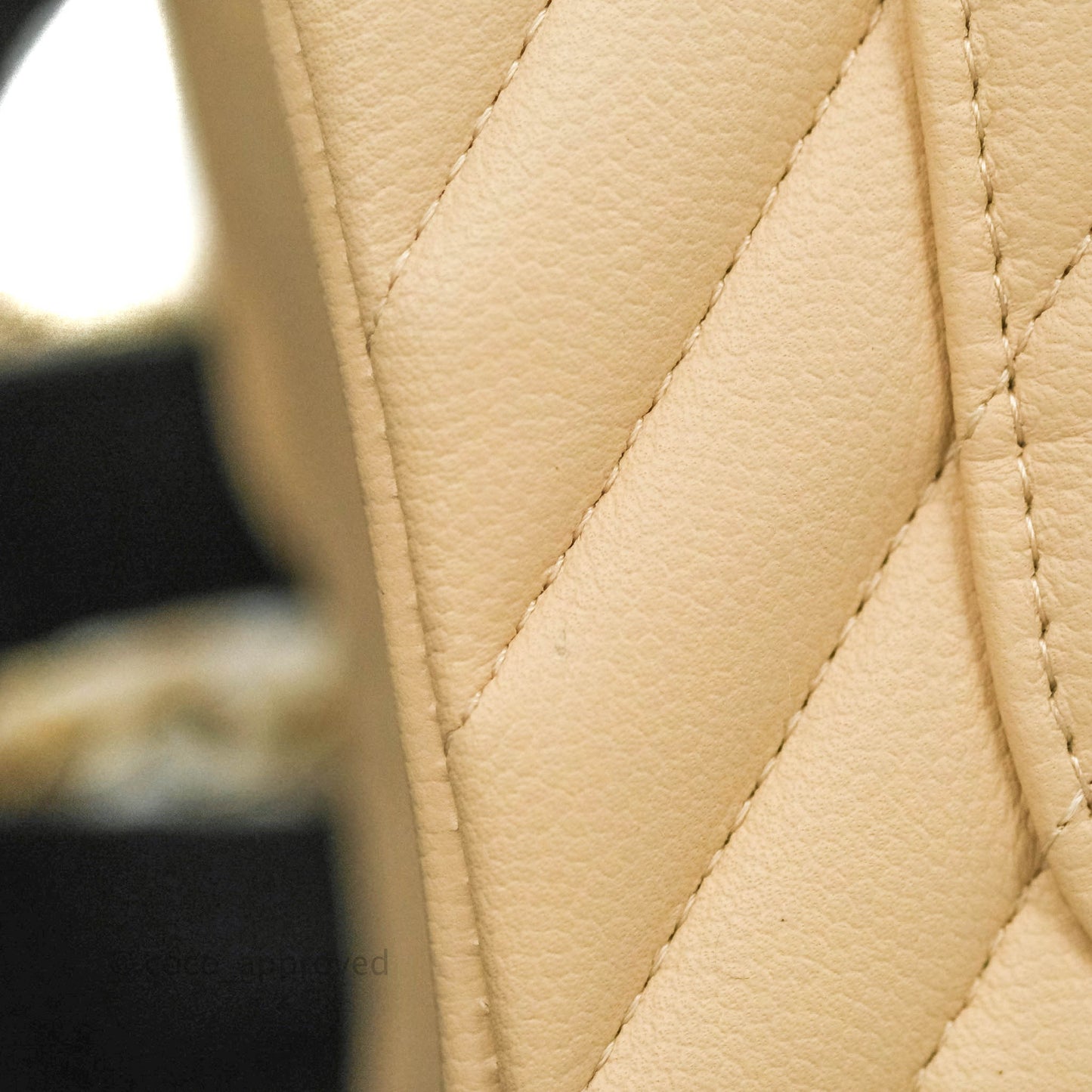 Chanel Classic S/M Small Double Flap Chevron Beige Caviar Gold Hardware