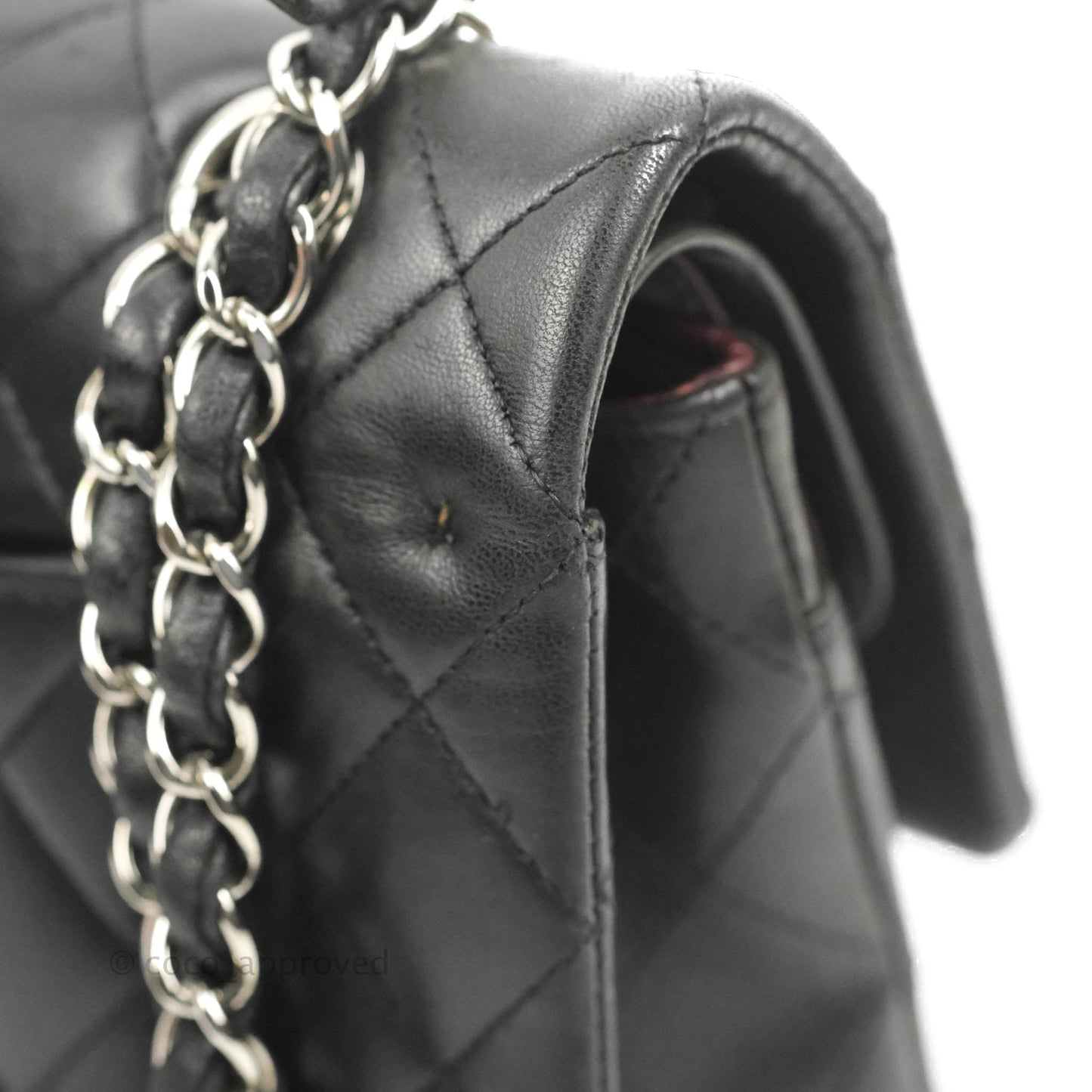 Chanel Medium Classic Quilted Flap Black Lambskin Silver Hardware