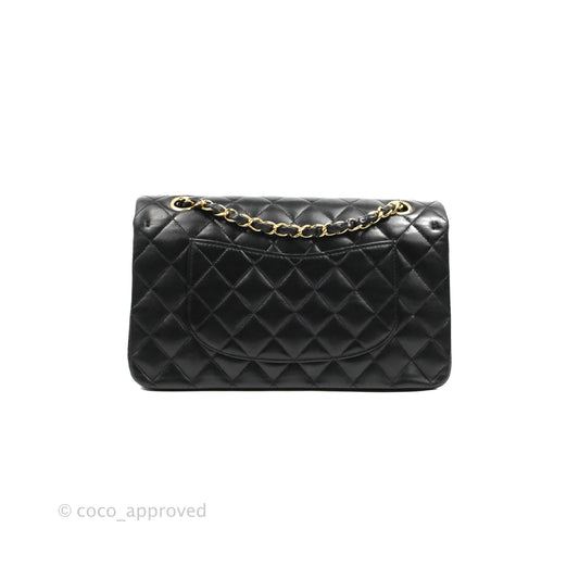 Chanel Classic M/L Medium Flap Quilted Black Lambskin 24K Gold Hardware