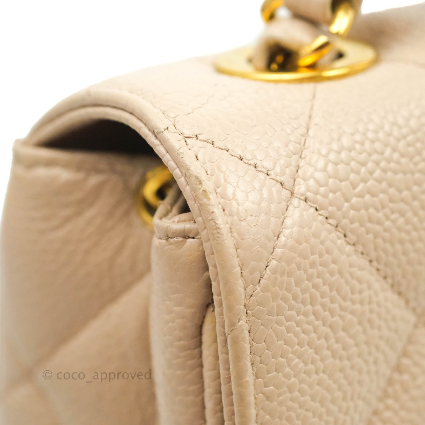 Chanel Vintage CC Large Square Shoulder Bag Dusty Pink Caviar 24K Gold Hardware