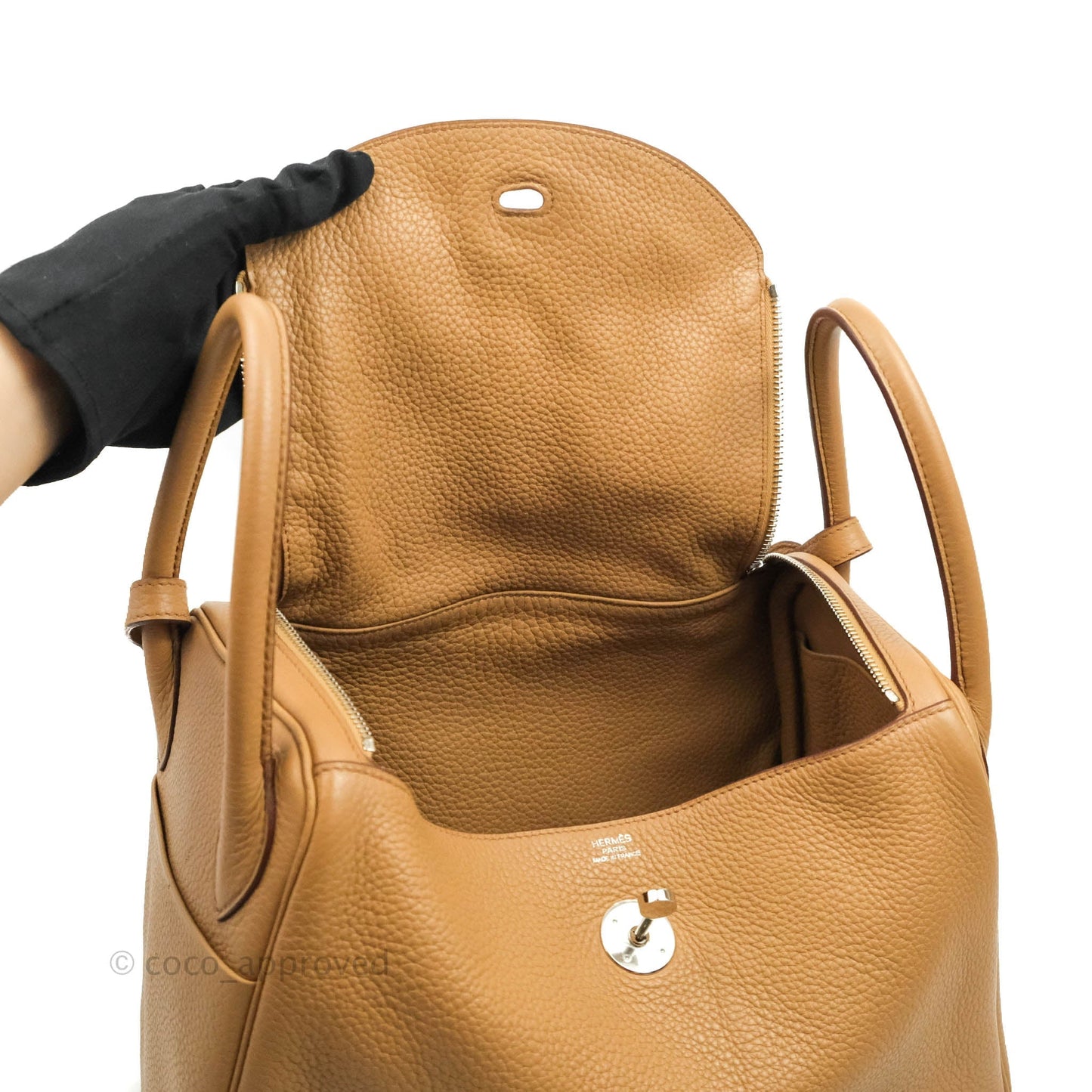 Hermès Lindy 30 Tabac Camel TC Palladium Hardware