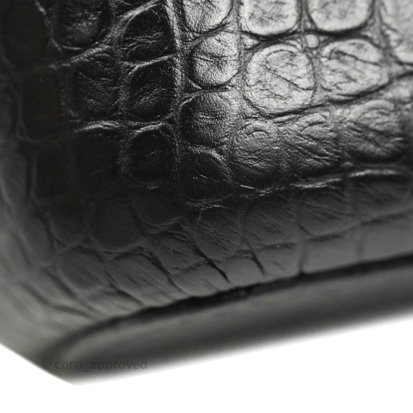 Chanel Large Gabrielle Hobo Crocodile Embossed Black Calfskin