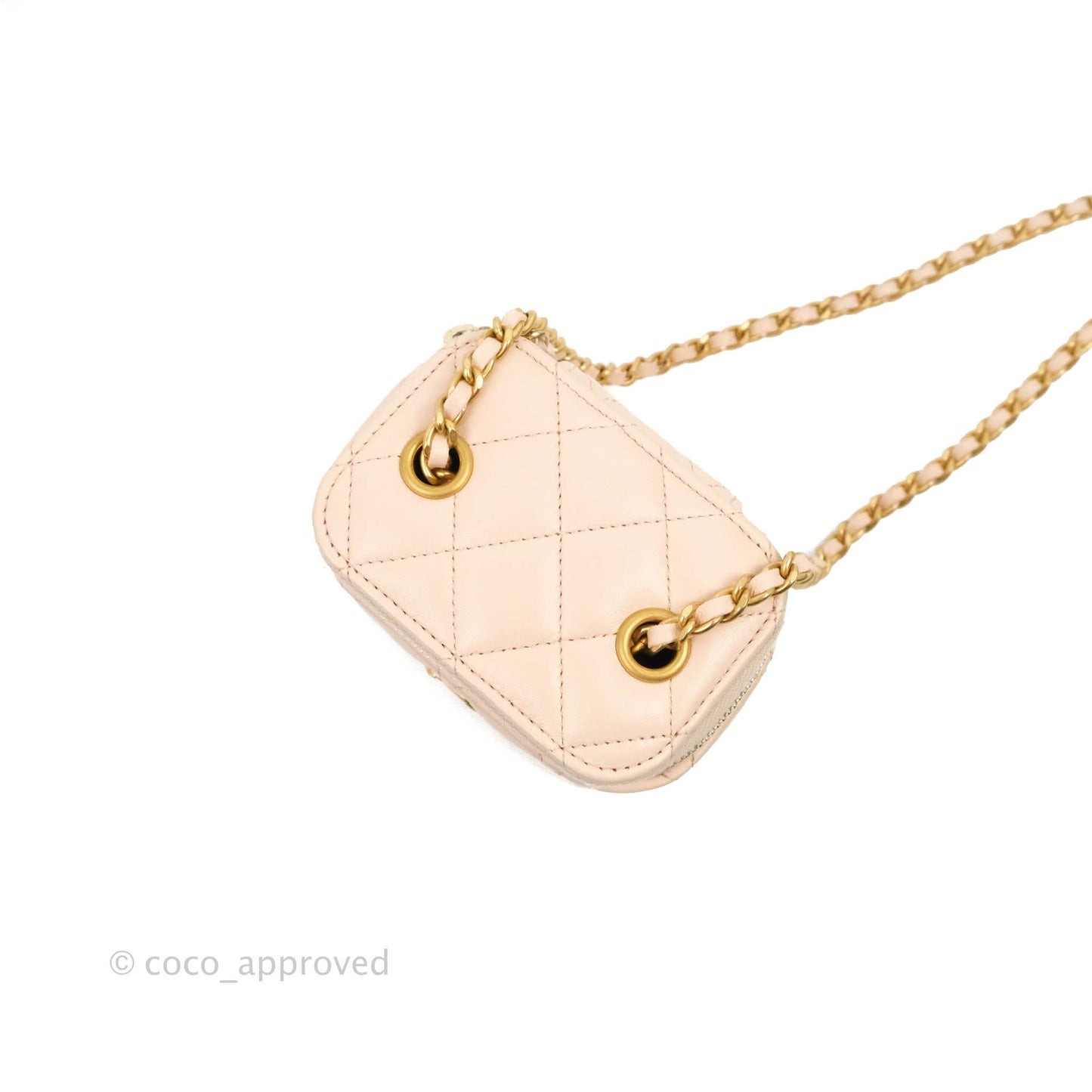 Chanel Classic Mini Pearl Crush Vanity With Chain Light Pink Lambskin Aged Gold Hardware