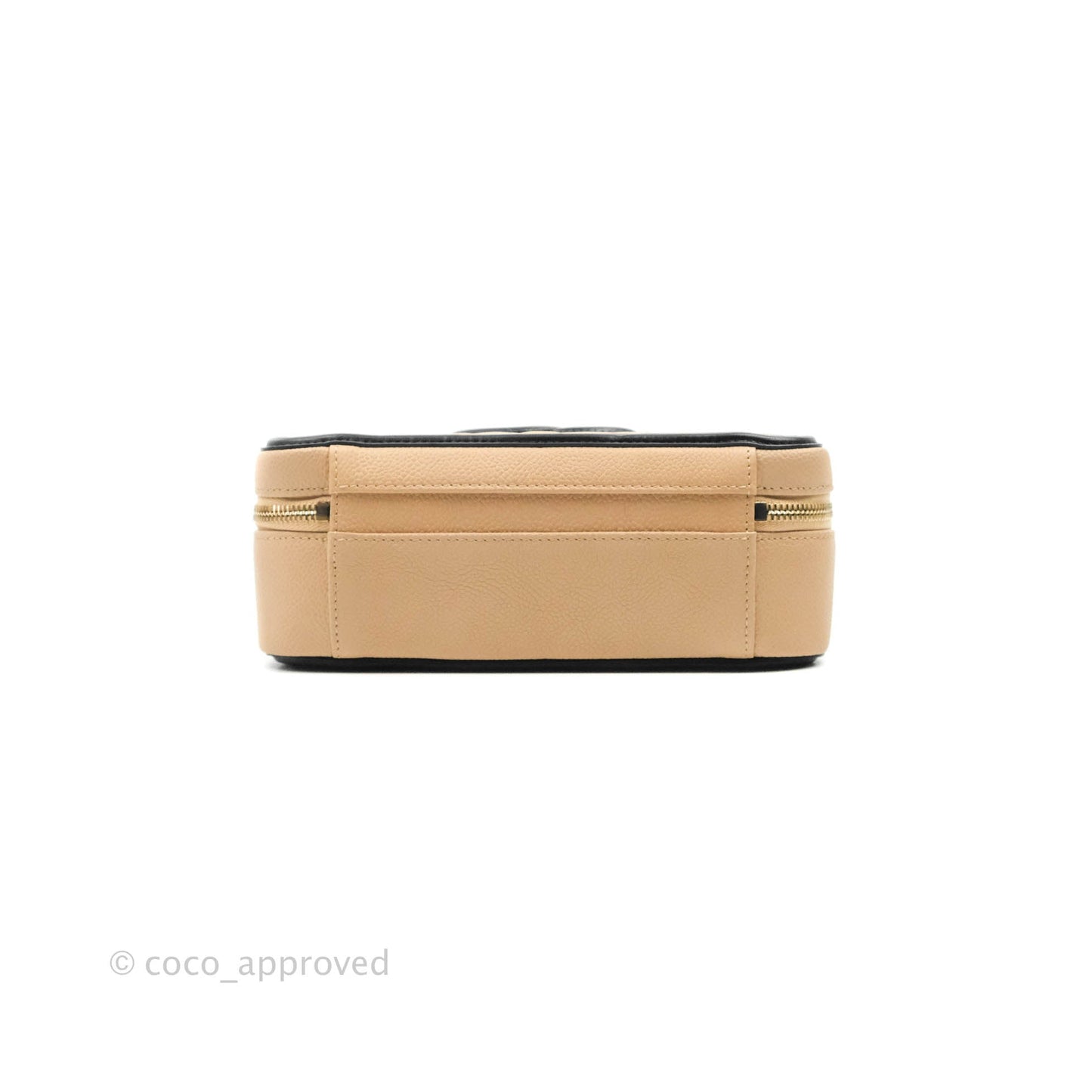Chanel Quilted Medium CC Filigree Vanity Case Beige Caviar Gold Hardware
