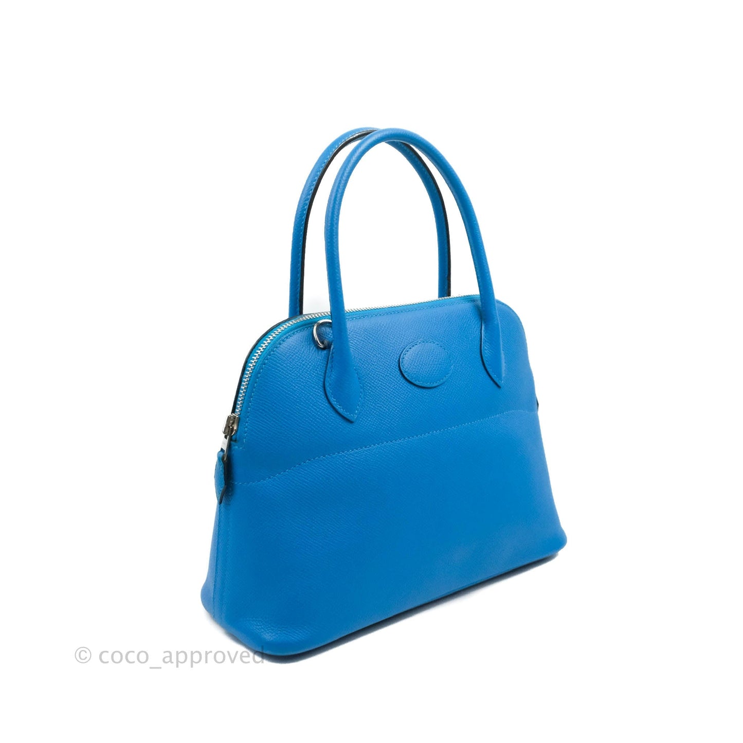 Hermès Bolide 27 Blue Epsom Silver Hardware