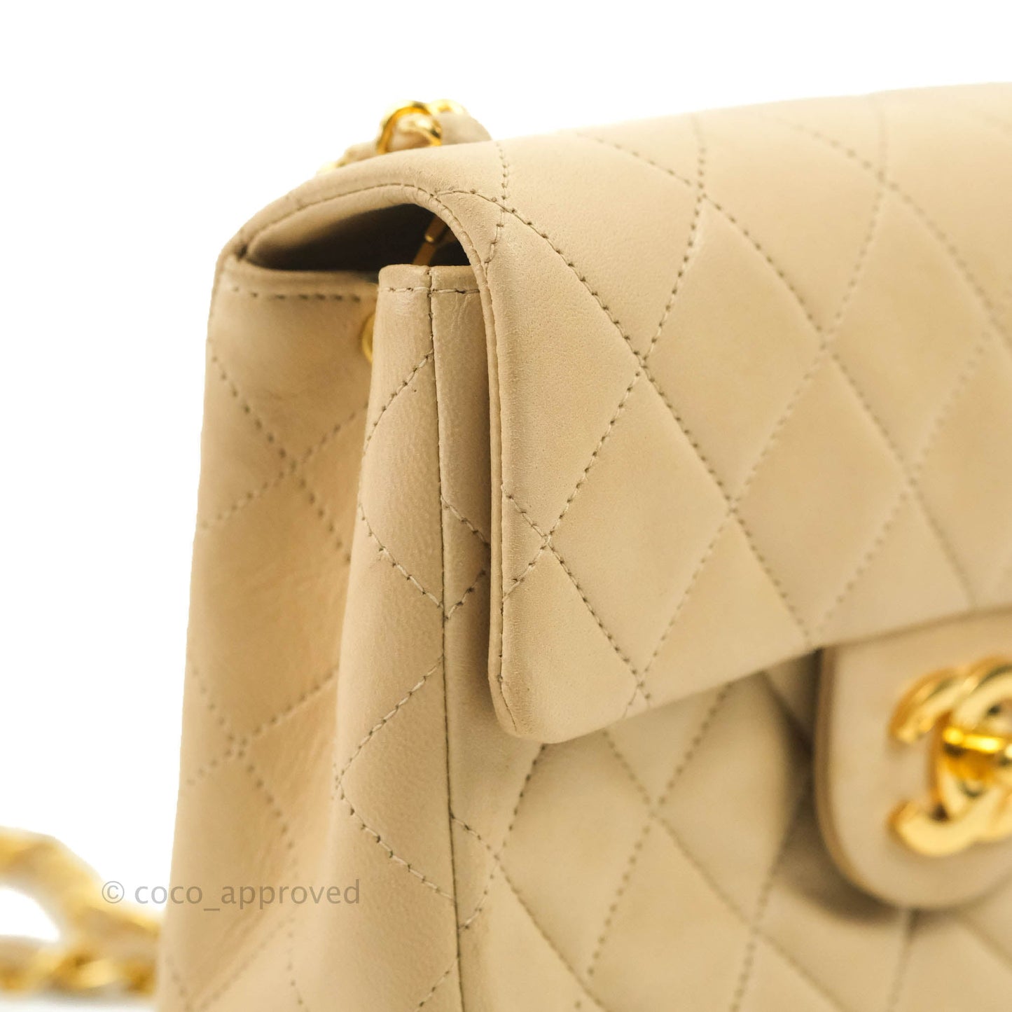 Chanel Vintage Mini Square Beige Lambskin 24K Gold Hardware