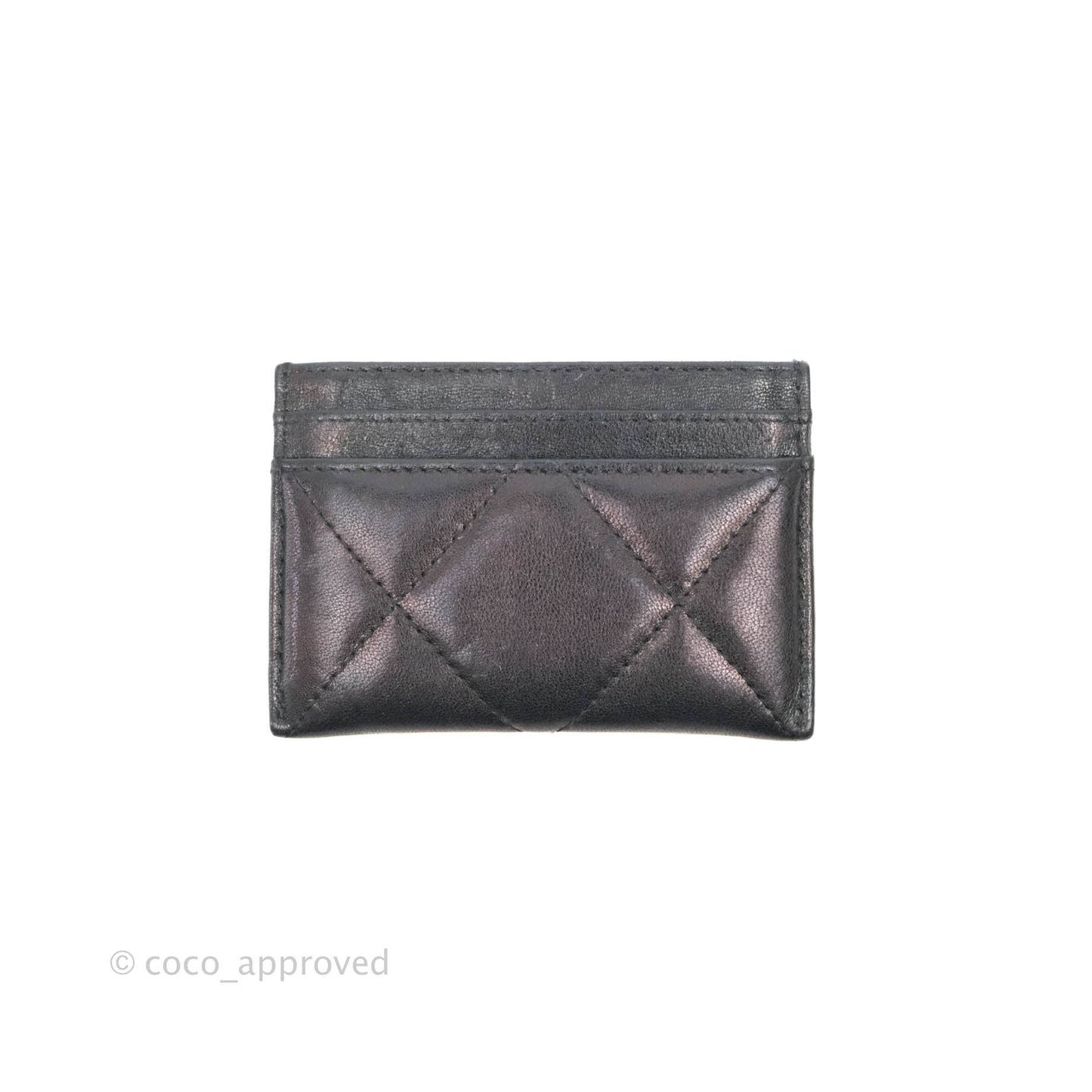 Chanel 19 Quilted Iridescent Black Flat Card Holder