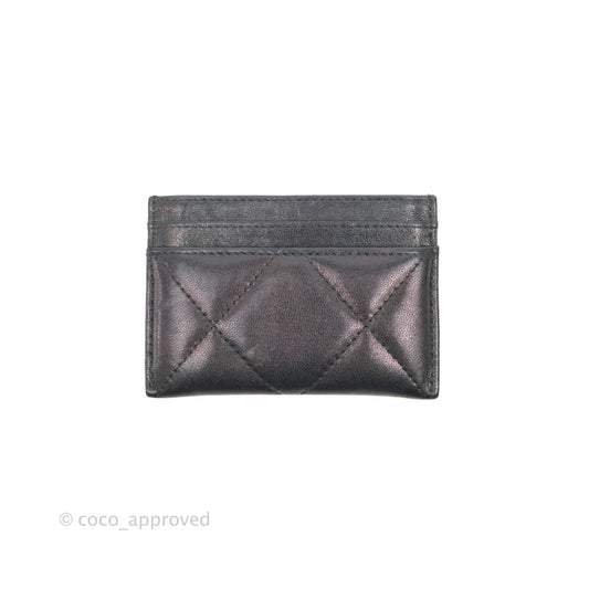 Chanel 19 Quilted Iridescent Black Flat Card Holder