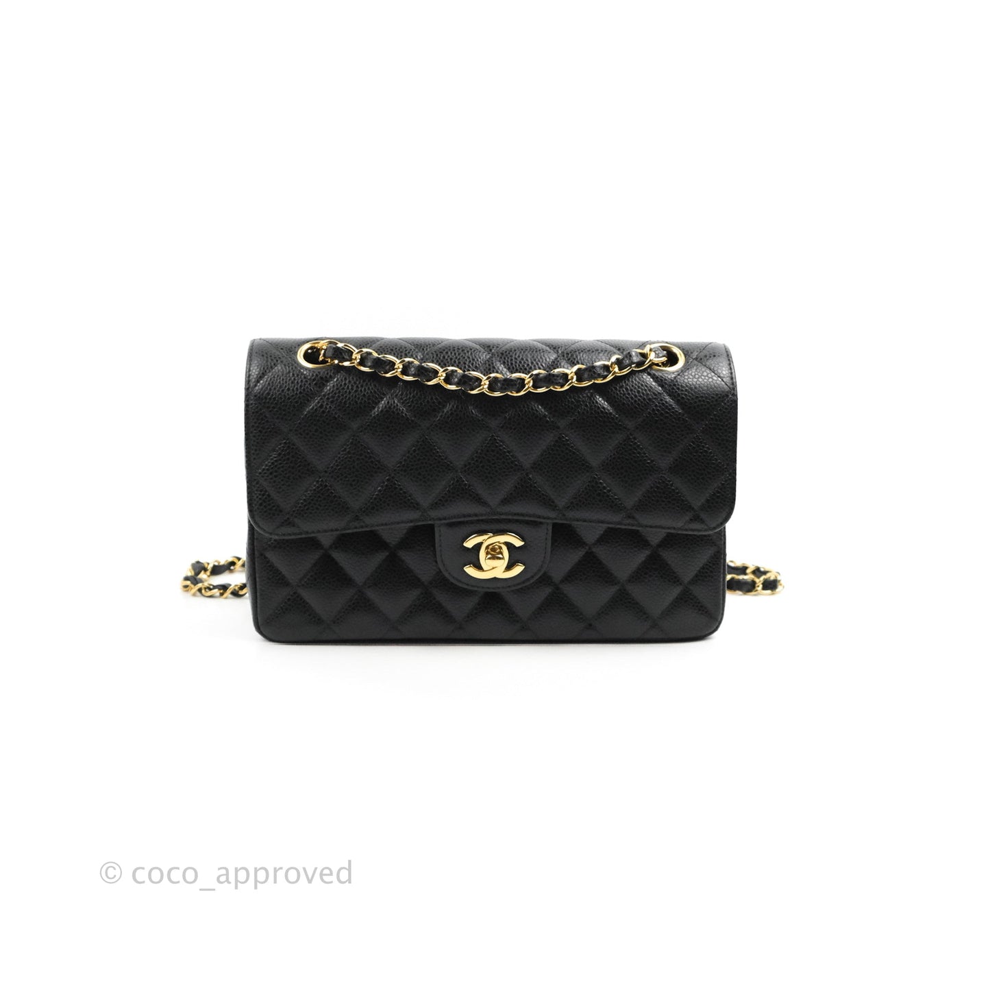 Chanel S/M Small Classic Quilted Flap Black Caviar Gold Hardware