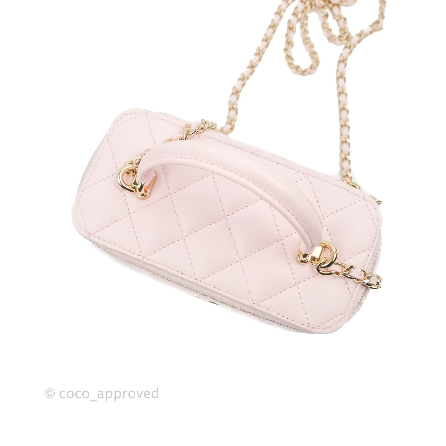 Chanel Top Handle Vanity with Chain Light Pink Lambskin Gold Hardware