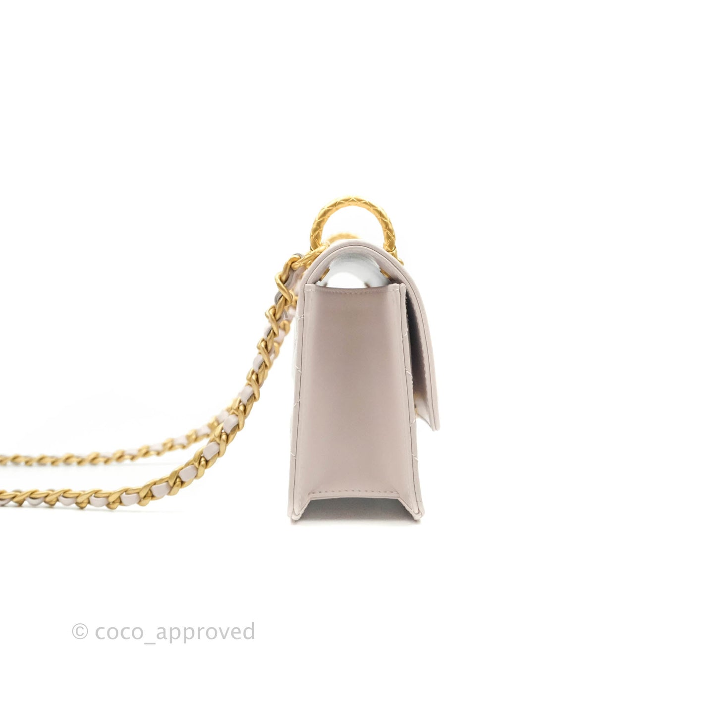 Chanel Mini Flap Light Lilac Glazed Calfskin Aged Gold Hardware