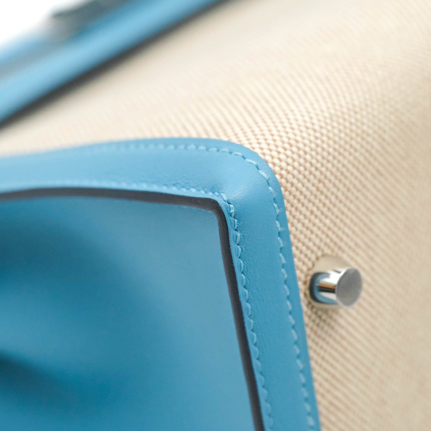 Hermès Kelly 28 Bleu Du Nord Swift & Ecru-beige Toile H Palladium Hardware