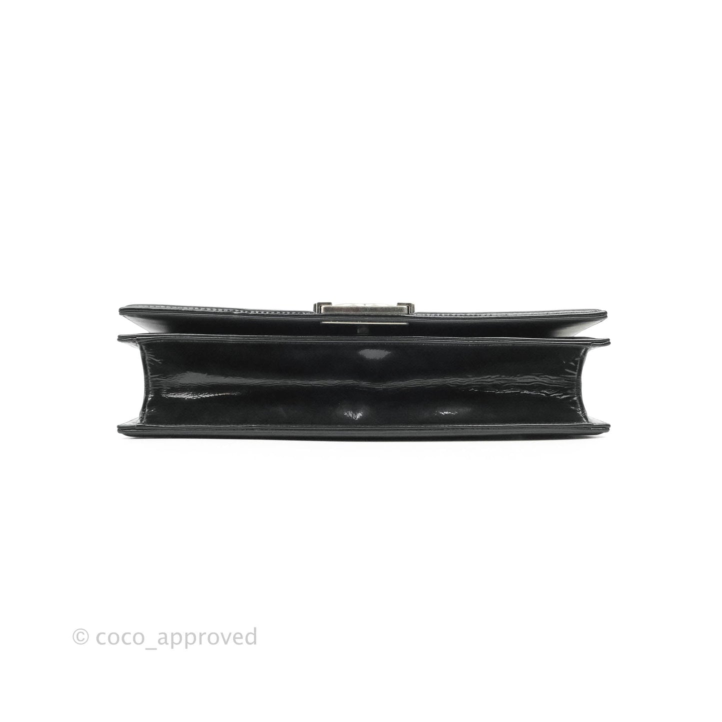 Chanel Boy Clutch Python Patent Black Ruthenium Hardware
