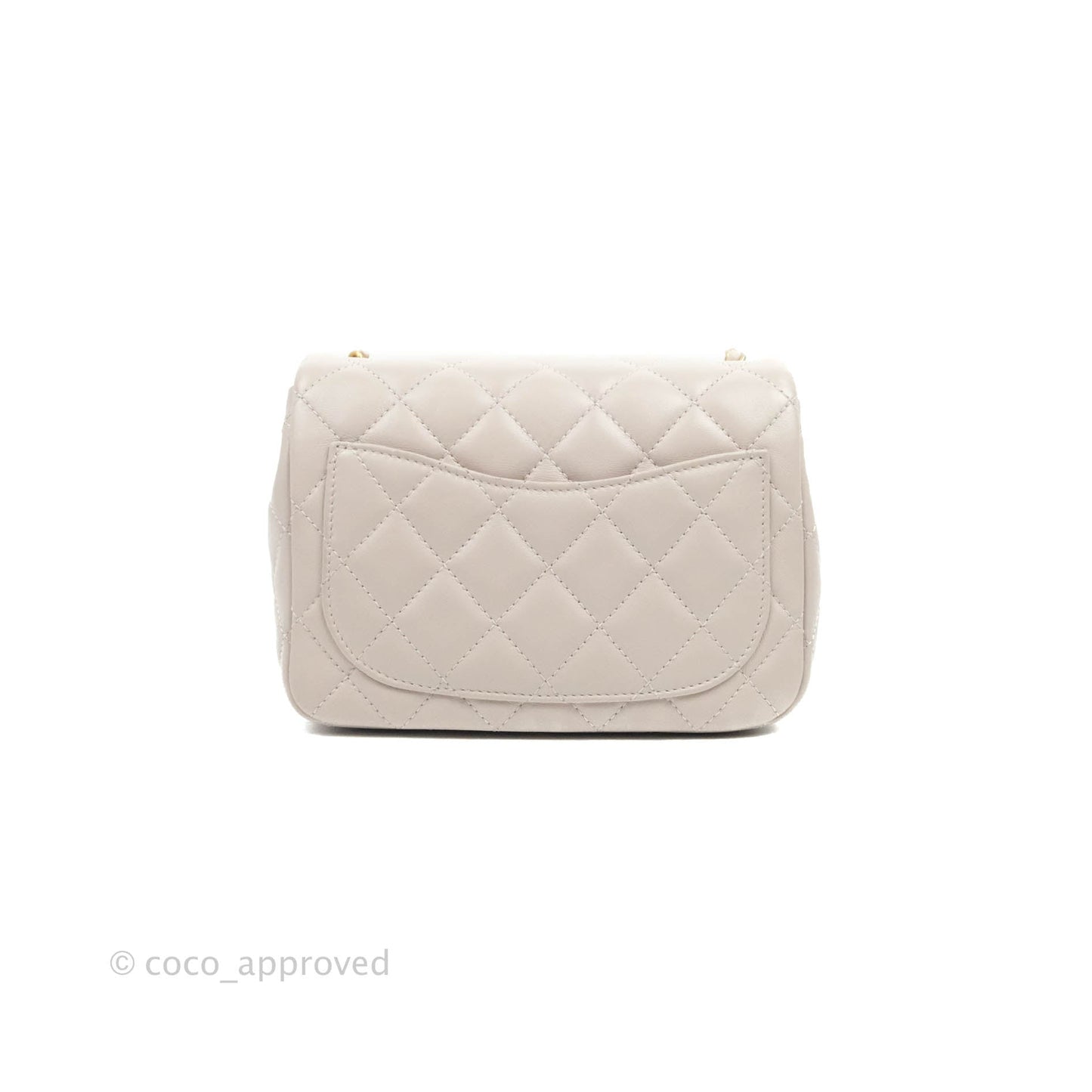 Chanel Mini Square Pearl Crush Quilted Pale Lilac Lambskin Gold Hardware