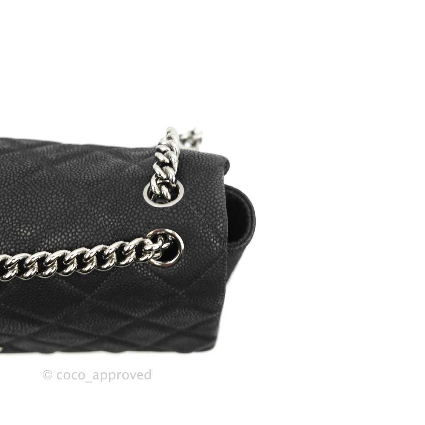 Chanel Lady Pearly Flap Bag Black Caviar Silver Hardware