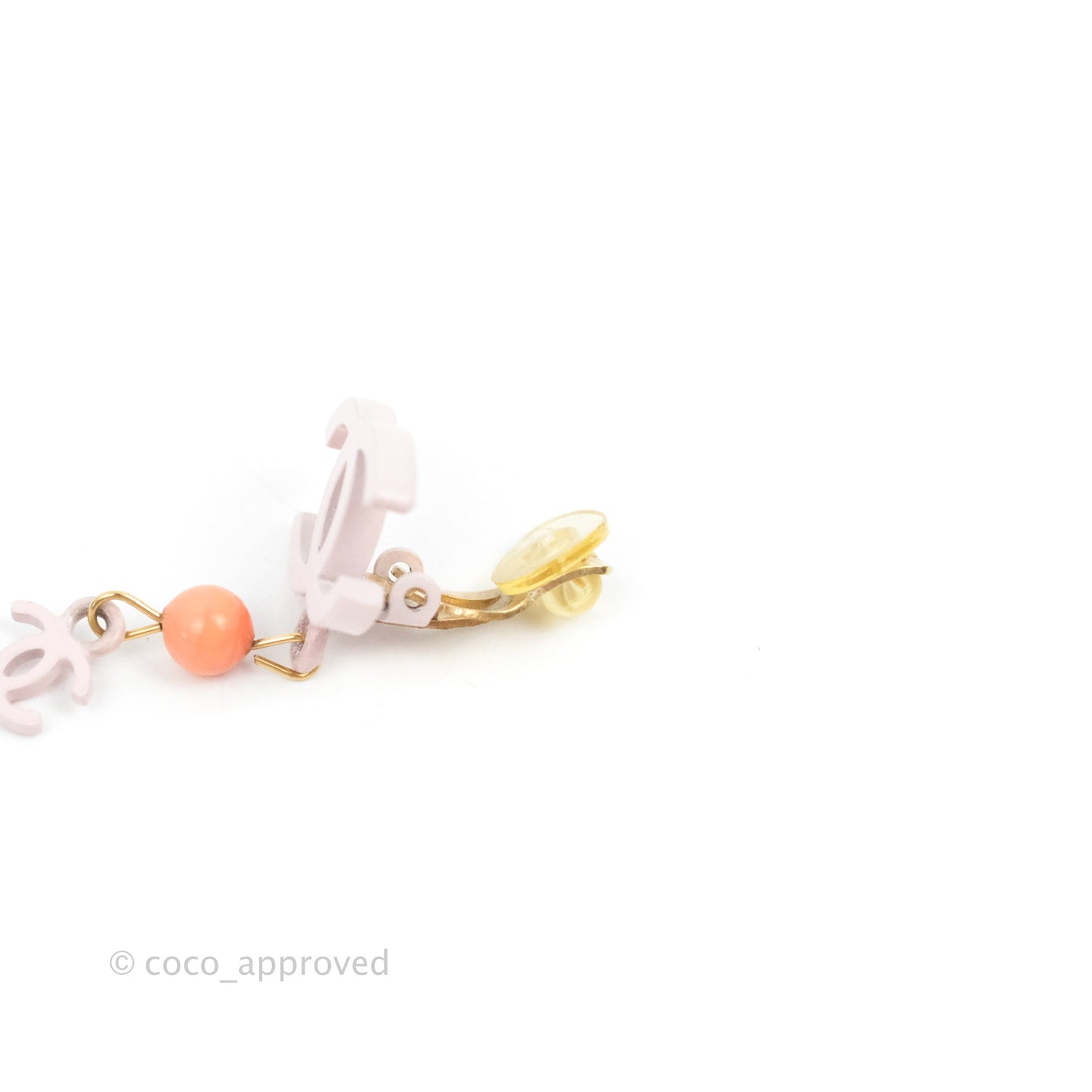 Chanel Double CC Logo & Stone Ear Clip Pink 03S