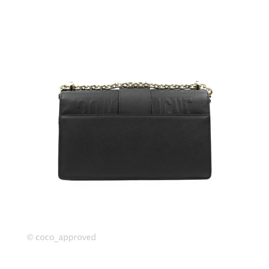 Christian Dior 30 Montaigne with Chain Black Grained Calfskin