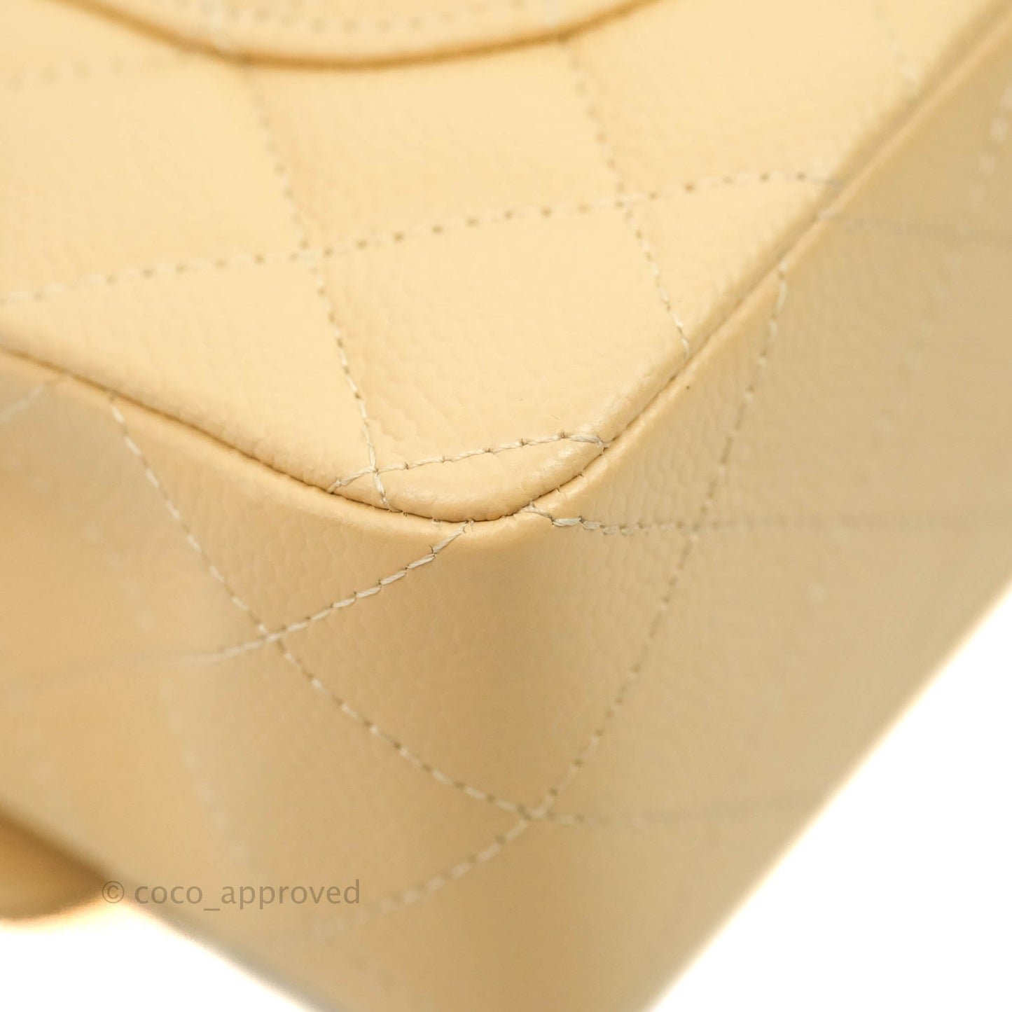Chanel Small Classic Quilted Flap Beige Caviar Gold Hardware