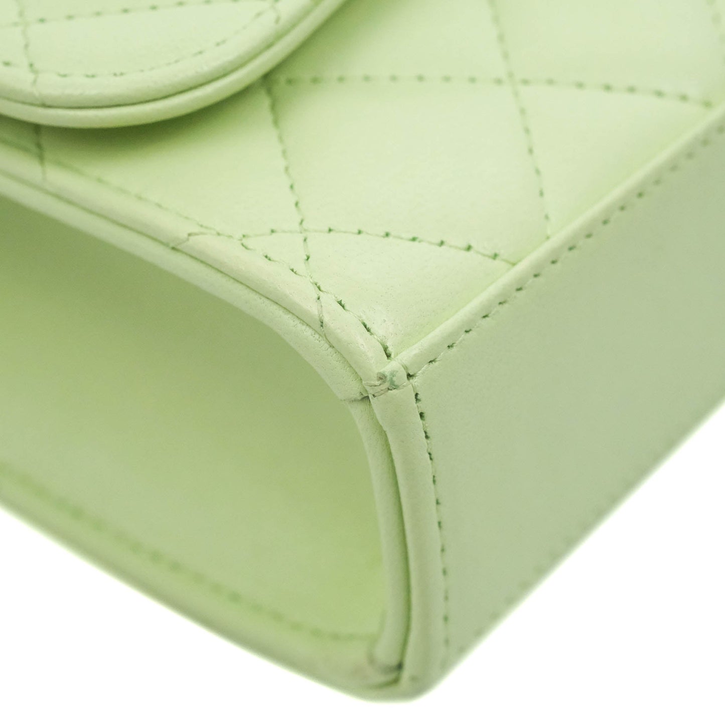 Chanel Mini Quilted Trendy CC Clutch With Chain Light Green Lambskin Gold Hardware